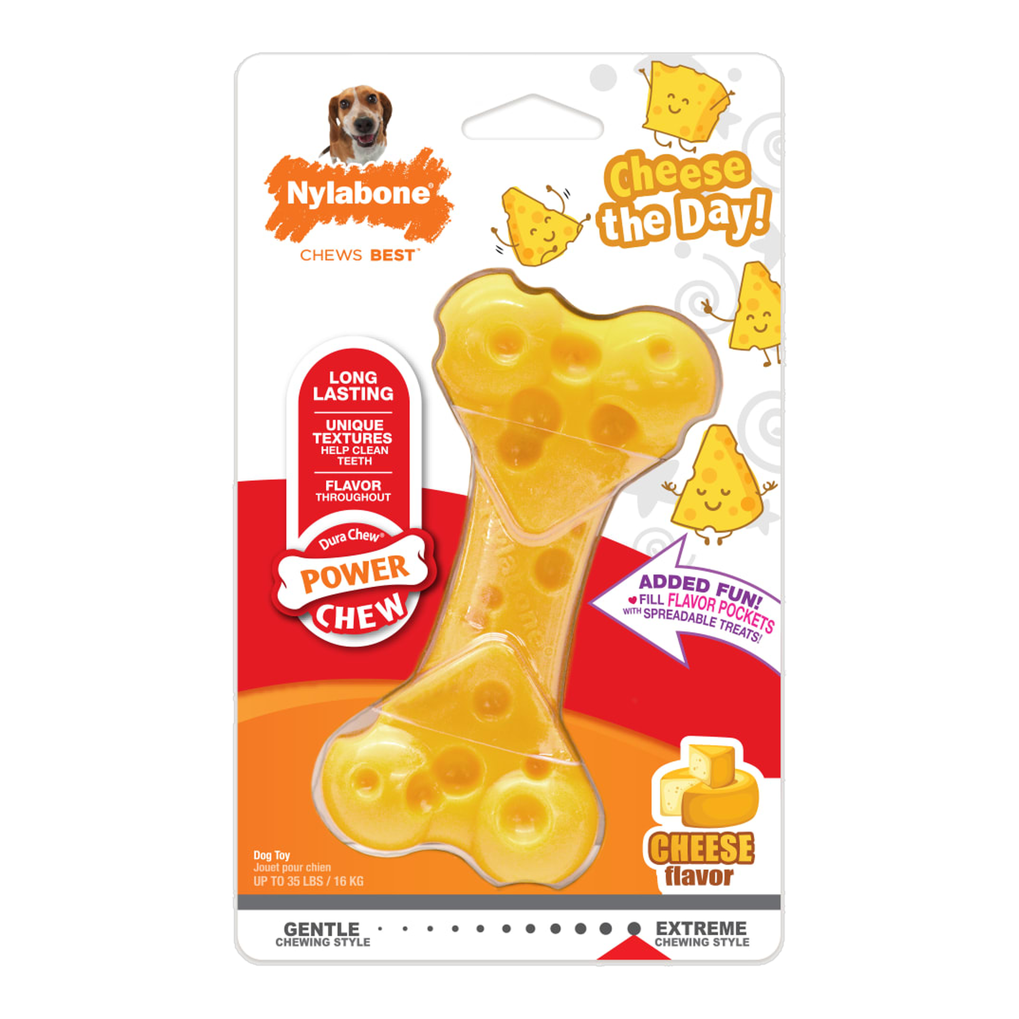 Nylabone Power Chew Cheese Bone in package, front