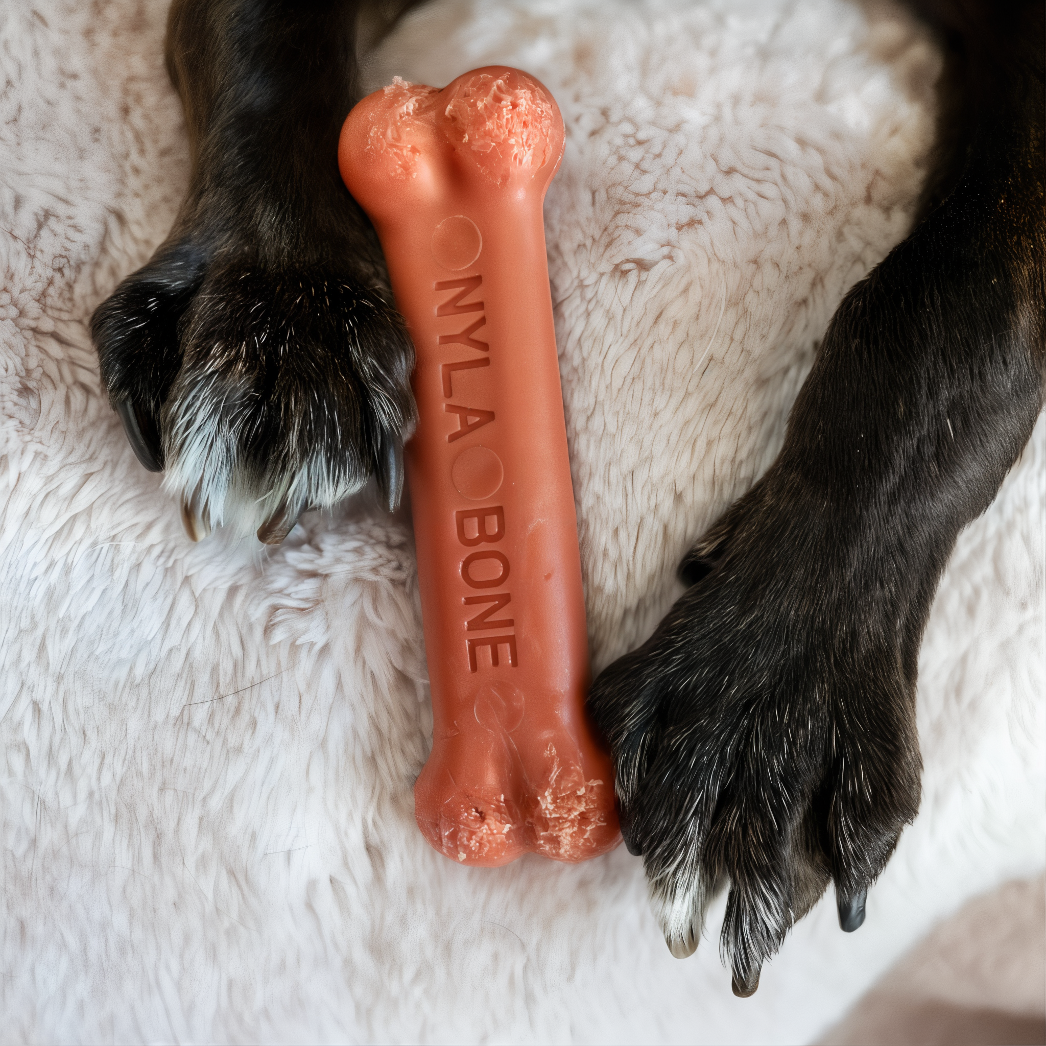 Dog chewing the Nylabone Power Chew Original Bone (Bacon, Small)