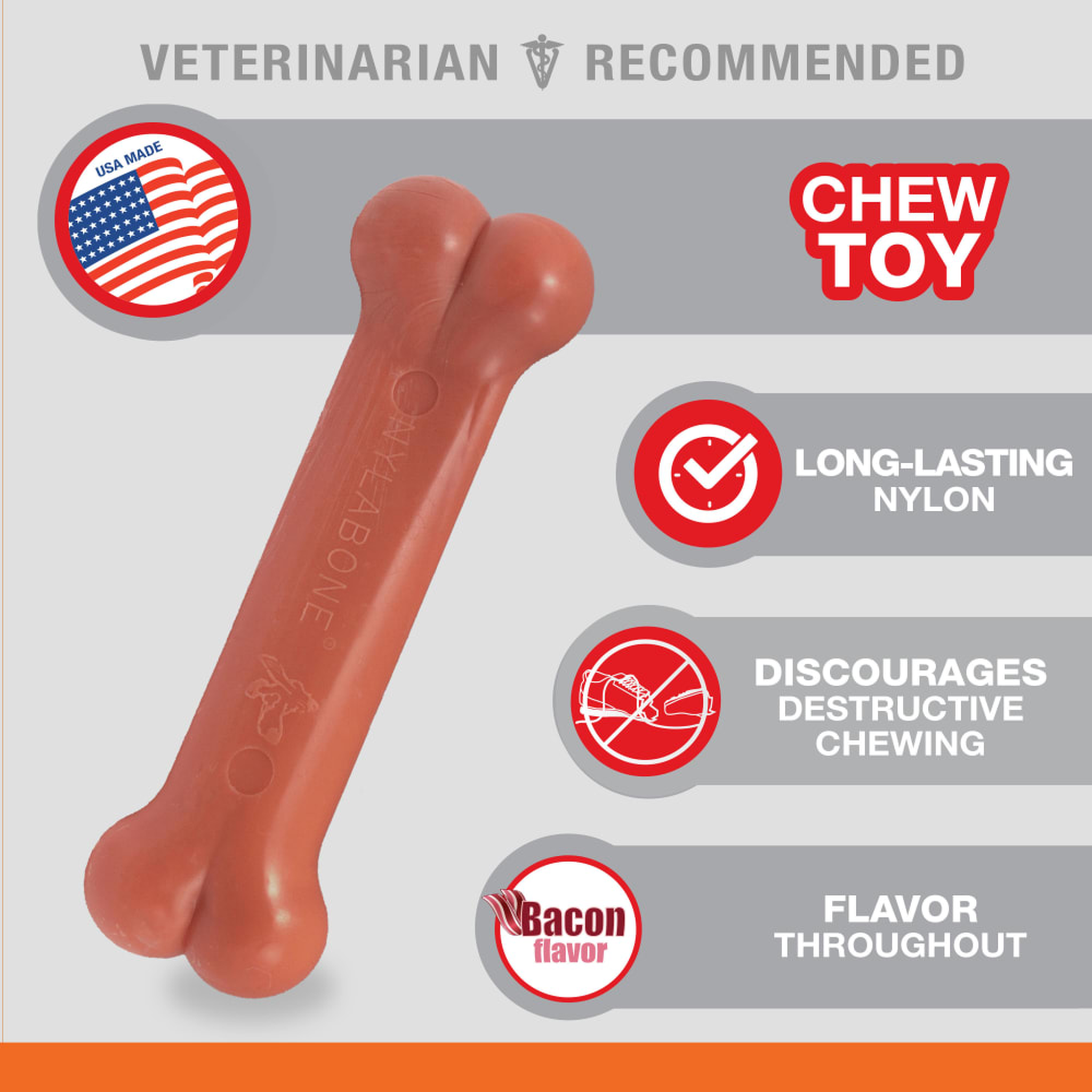 Nylabone Power Chew Original Bone product information (Bacon, Small)