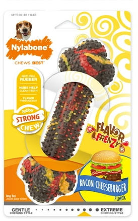 Nylabone Flavor Frenzy Strong Chew Dog Toy Bacon Cheeseburger