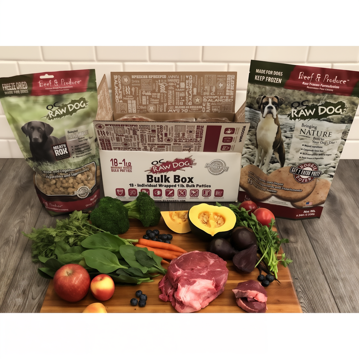 OC Raw Dog Beef & Produce Meaty Rox Frozen Raw Dog Food 3 lb -- lifestyle