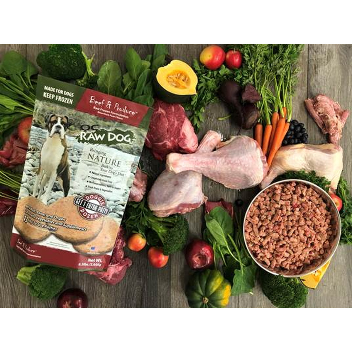 OC Raw Dog Beef & Produce Meaty Rox Frozen Raw Dog Food 3 lb -- lifestyle