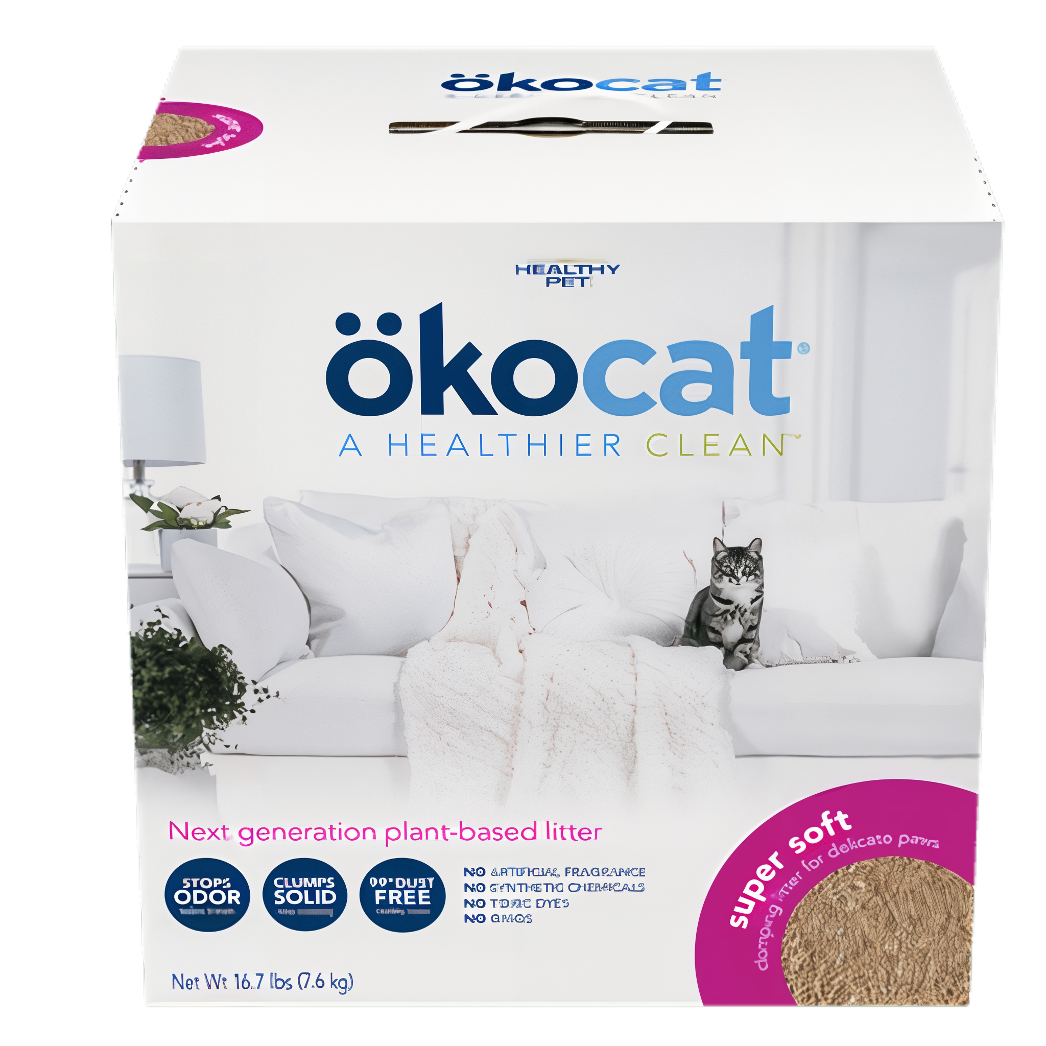 Okocat Super Soft Clumping Wood Cat Litter for Delicate Paws