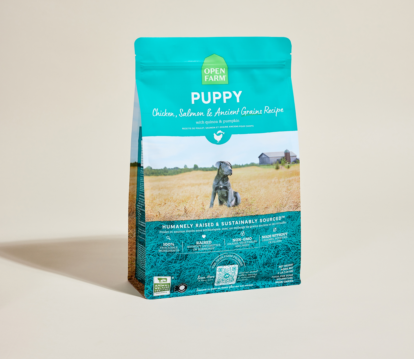 Open Farm Puppy Chicken, Salmon & Ancient Grains Dog Kibble bag