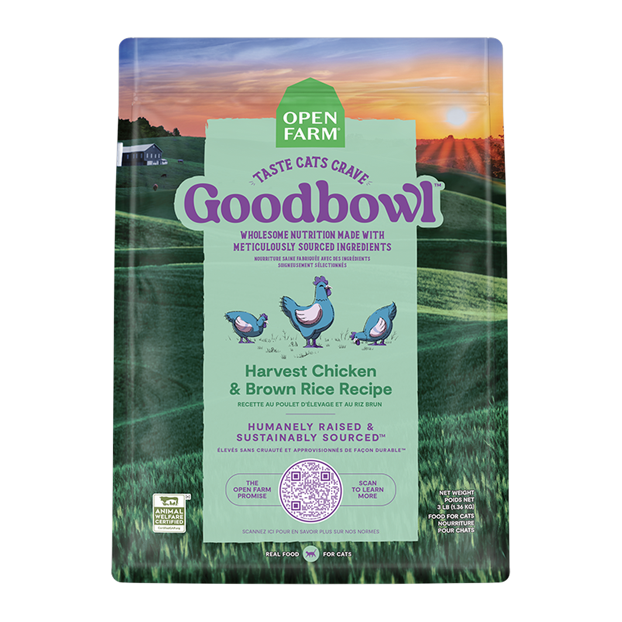 Open Farm Goodbowl Harvest Chicken & Brown Rice Cat Kibble 7 lb bag