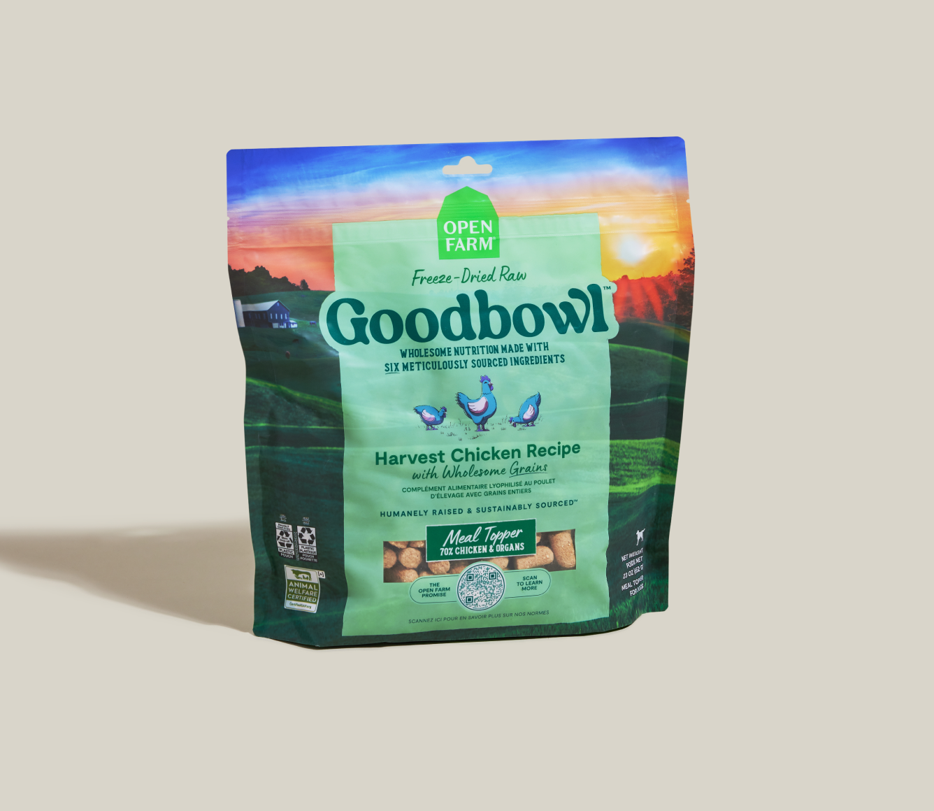 Open Farm Goodbowl Harvest Chicken Freeze Dried Raw meal topper bag front