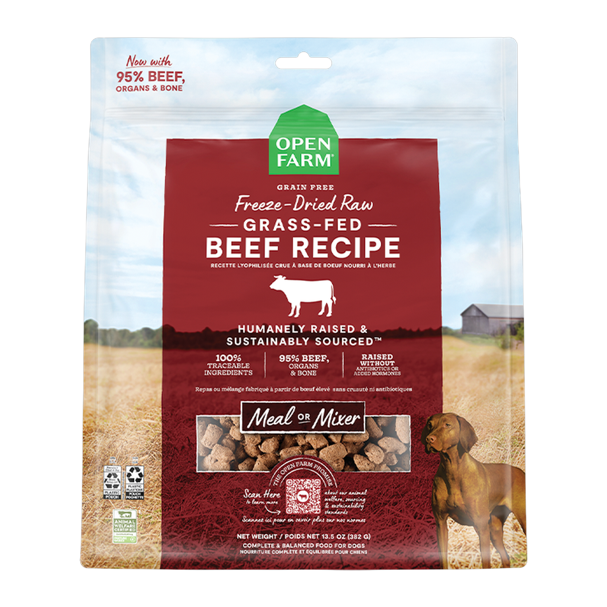 Open Farm Grass-Fed Beef Freeze Dried Raw Morsels for Dogs 13.5 oz bag