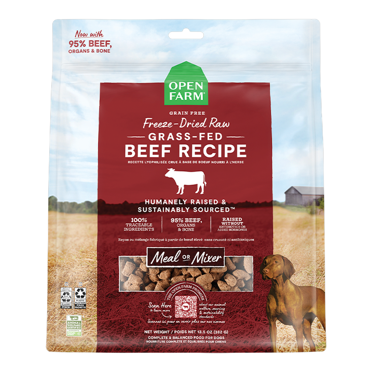 Open Farm Grass-Fed Beef Freeze Dried Raw Morsels for Dogs -- 13.5 oz bag