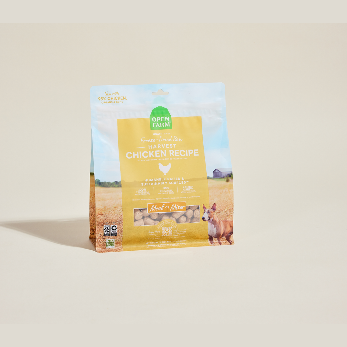 Open Farm Harvest Chicken Freeze Dried Raw Morsels for Dogs -- open farm harvest chicken freeze dried raw morsels bag front