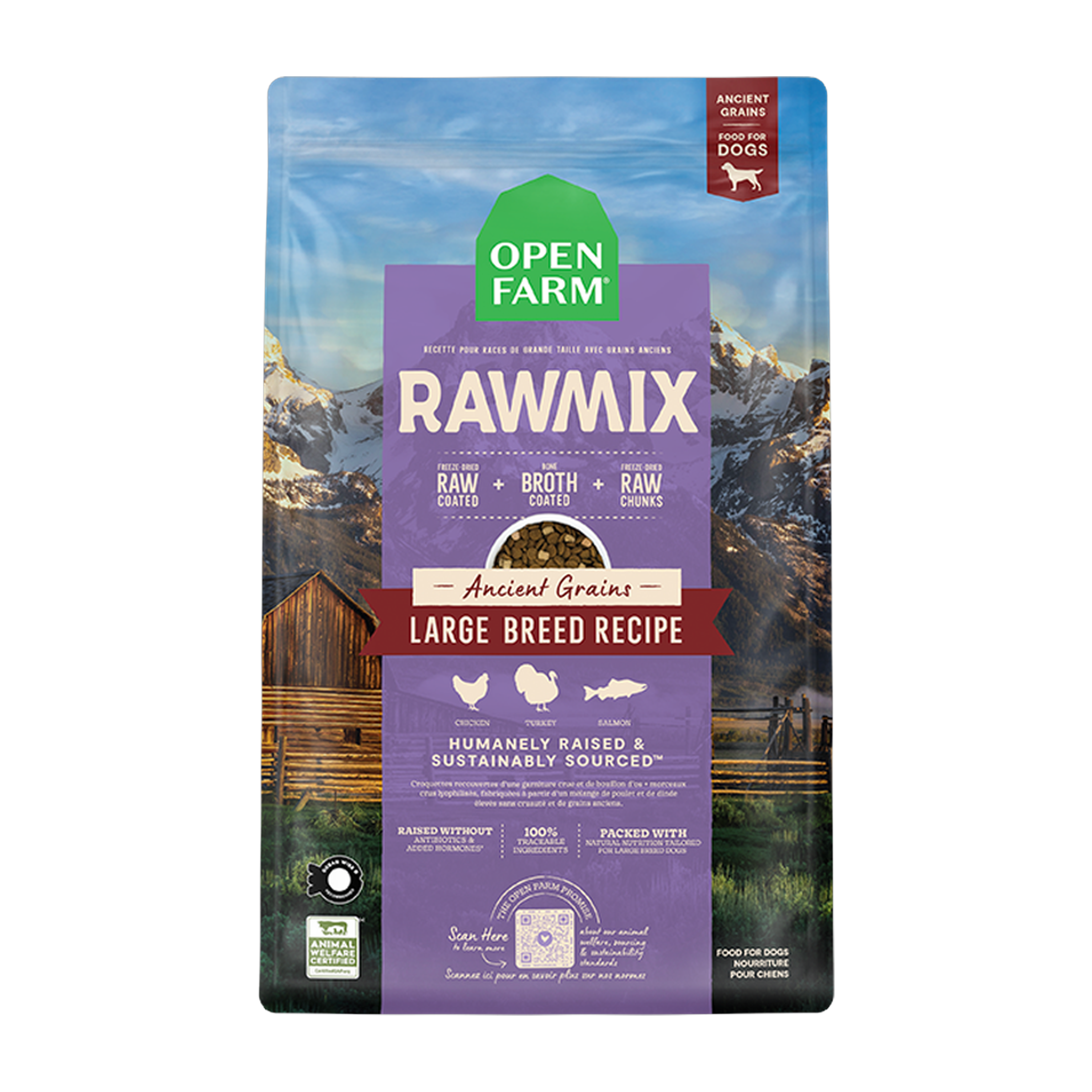 Open Farm RawMix Large Breed Ancient Grains Dog Kibble 20 LB bag
