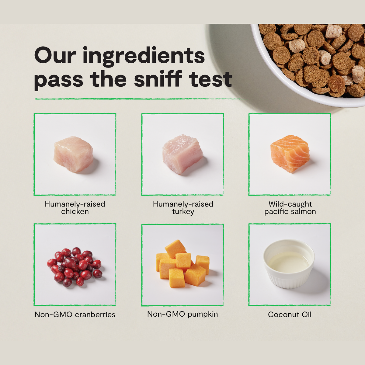 Open Farm RawMix Large Breed Grain-Free Dog Kibble -- our ingredients infographic