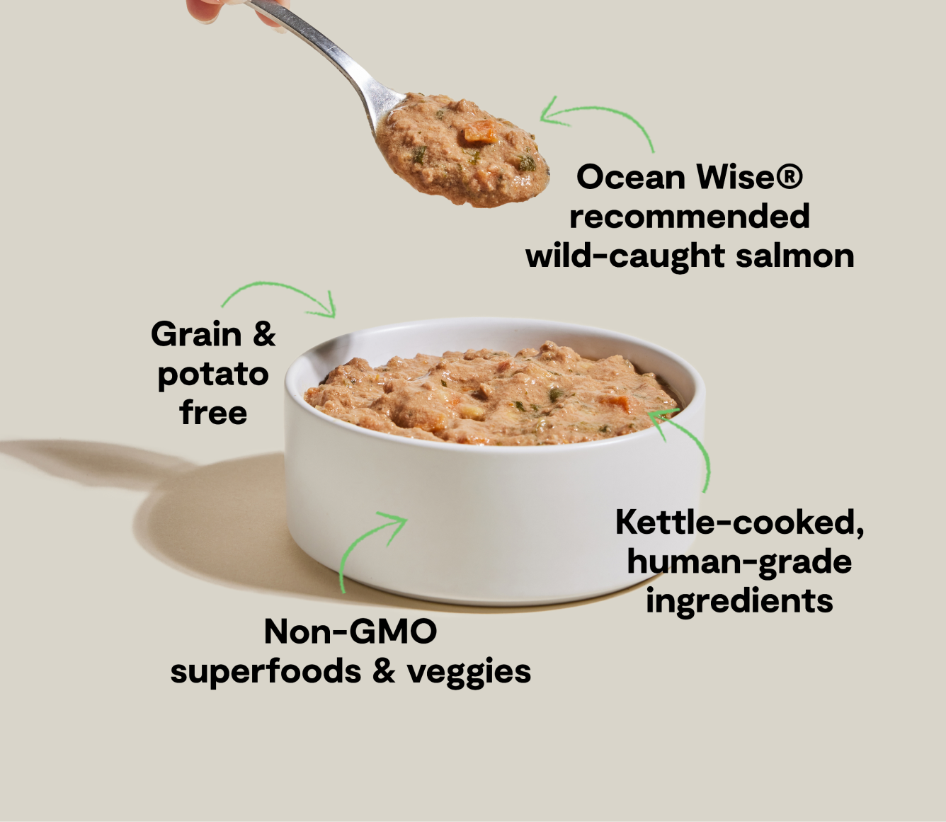 Open Farm Wild-Caught Salmon Rustic Stew Topper for Dogs ingredient and benefit highlights