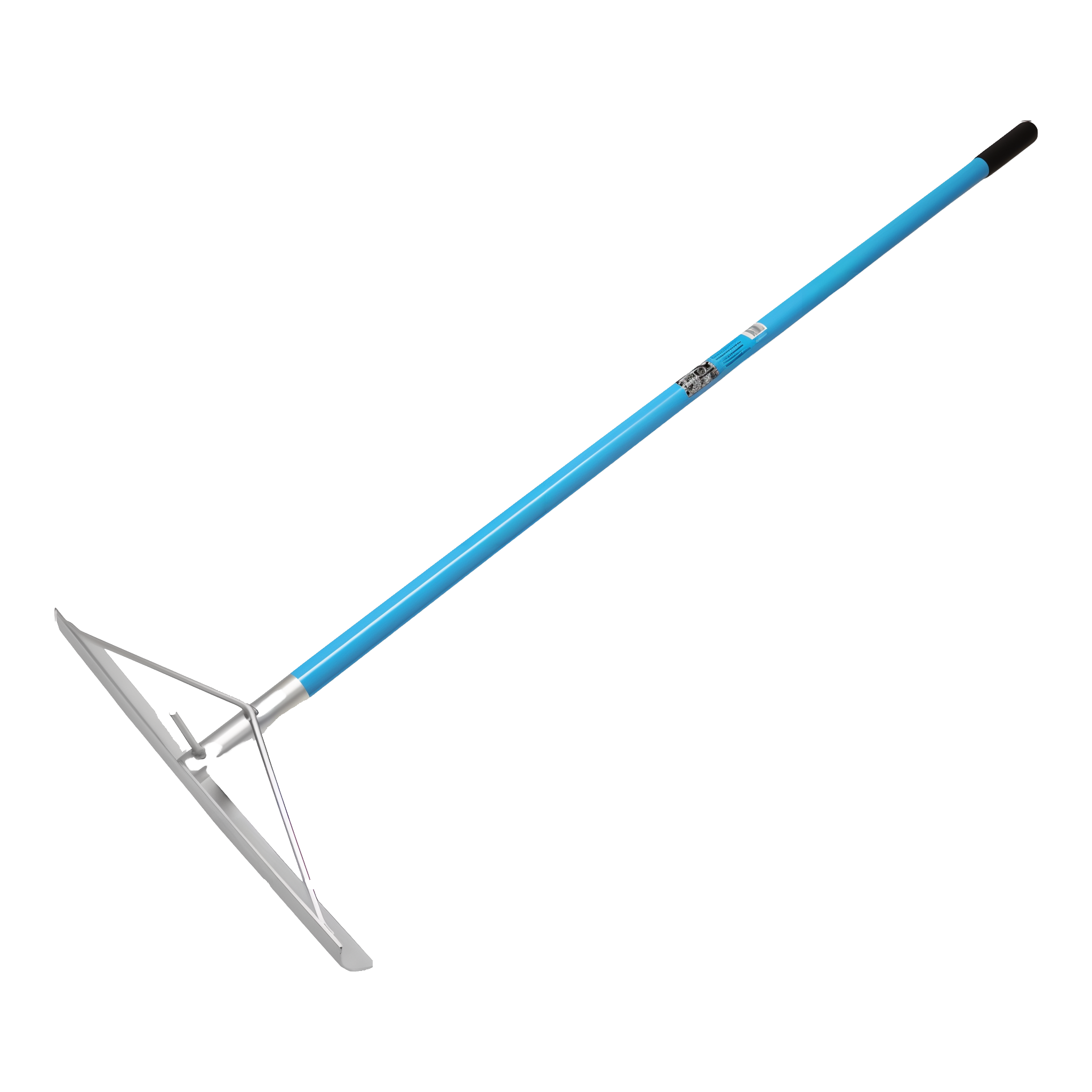 OX Pro aluminum concrete rake with hook, 20 inch head and 59 inch soft-grip handle for spreading and leveling fresh concrete