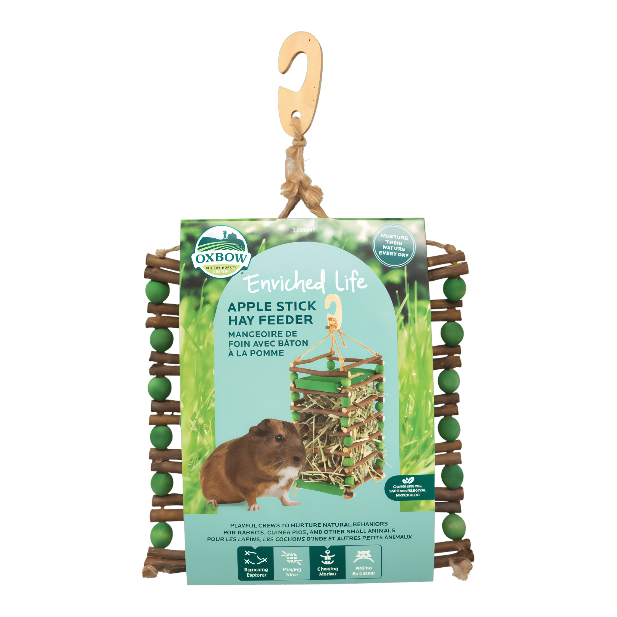 Oxbow Enriched Life Apple Stick Hay Feeder in packaging