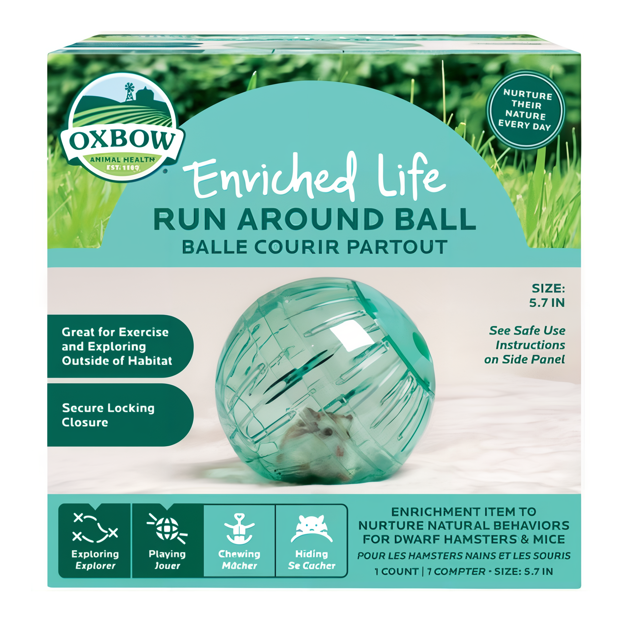 Oxbow Enriched Life Run Around Ball in packaging