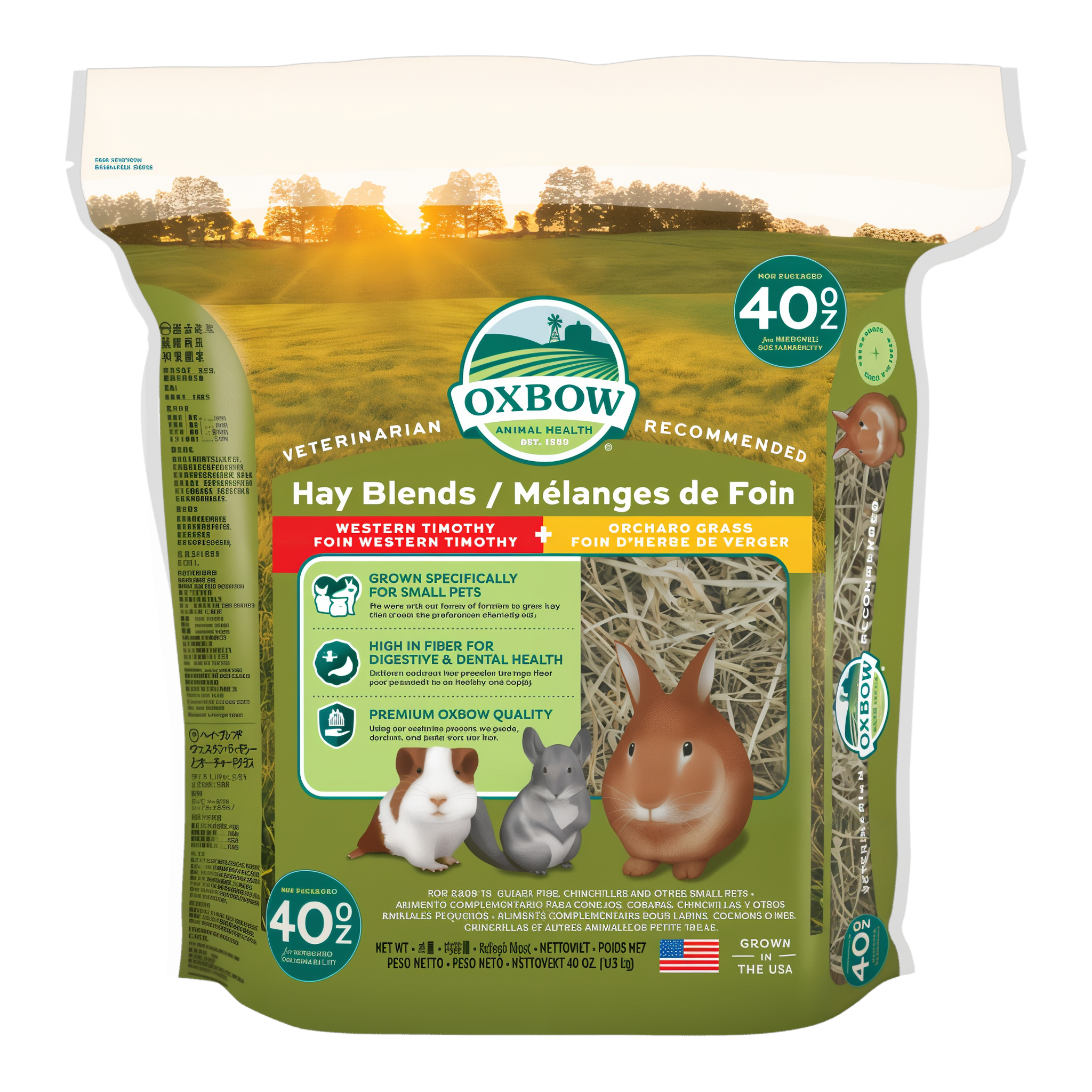 Oxbow Hay Blends Western Timothy and Orchard 40 oz bag, front