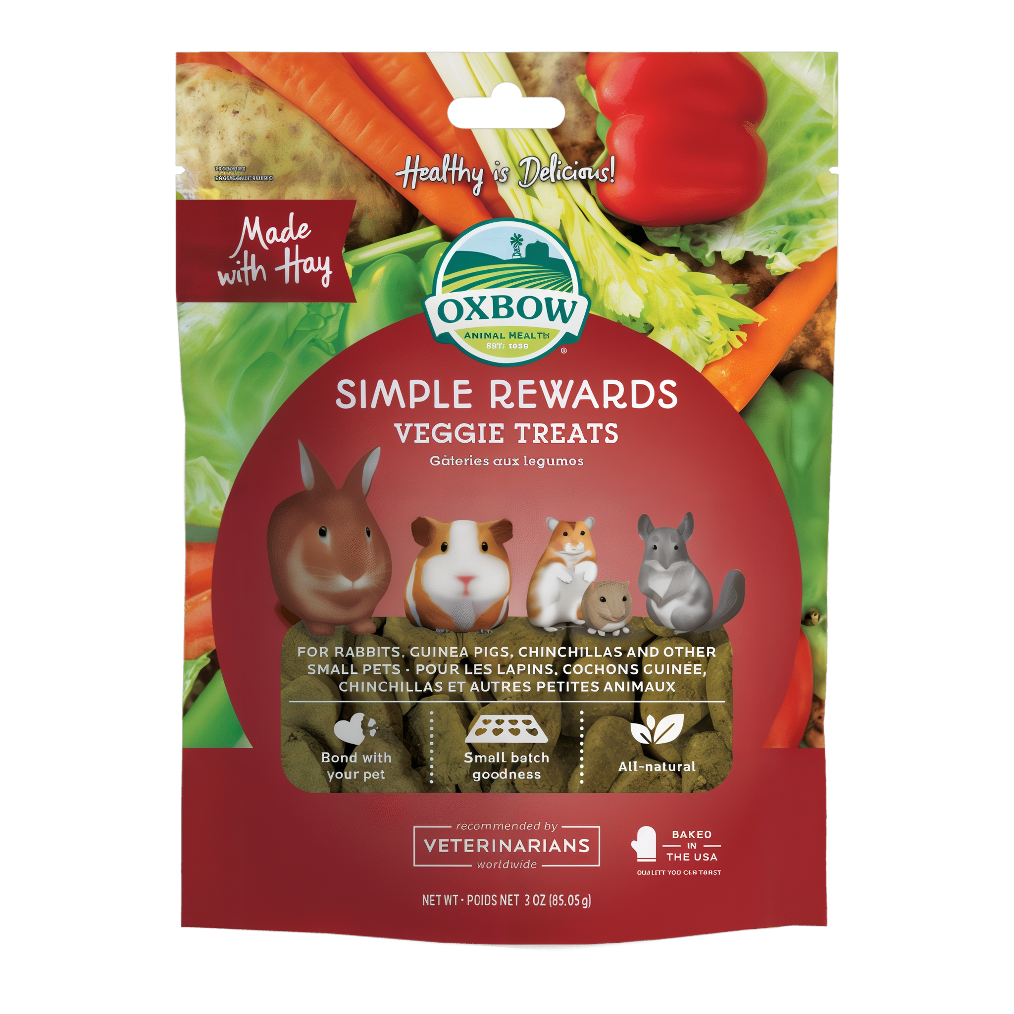 Oxbow Simple Rewards Veggie Treats 3 oz bag, front