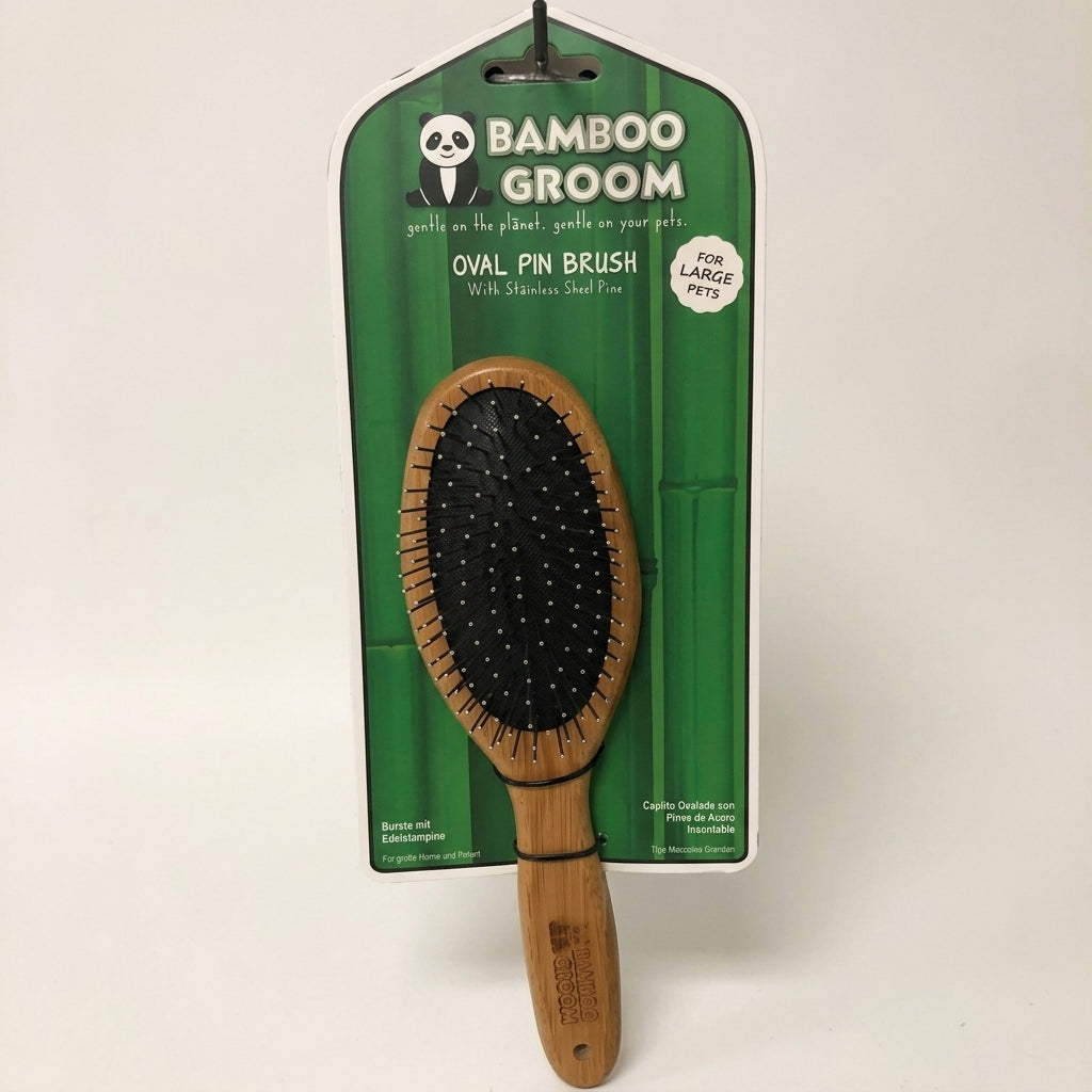 Paws & Alcott Large Bamboo Oval Bristle Brush with Natural Boar Bristle