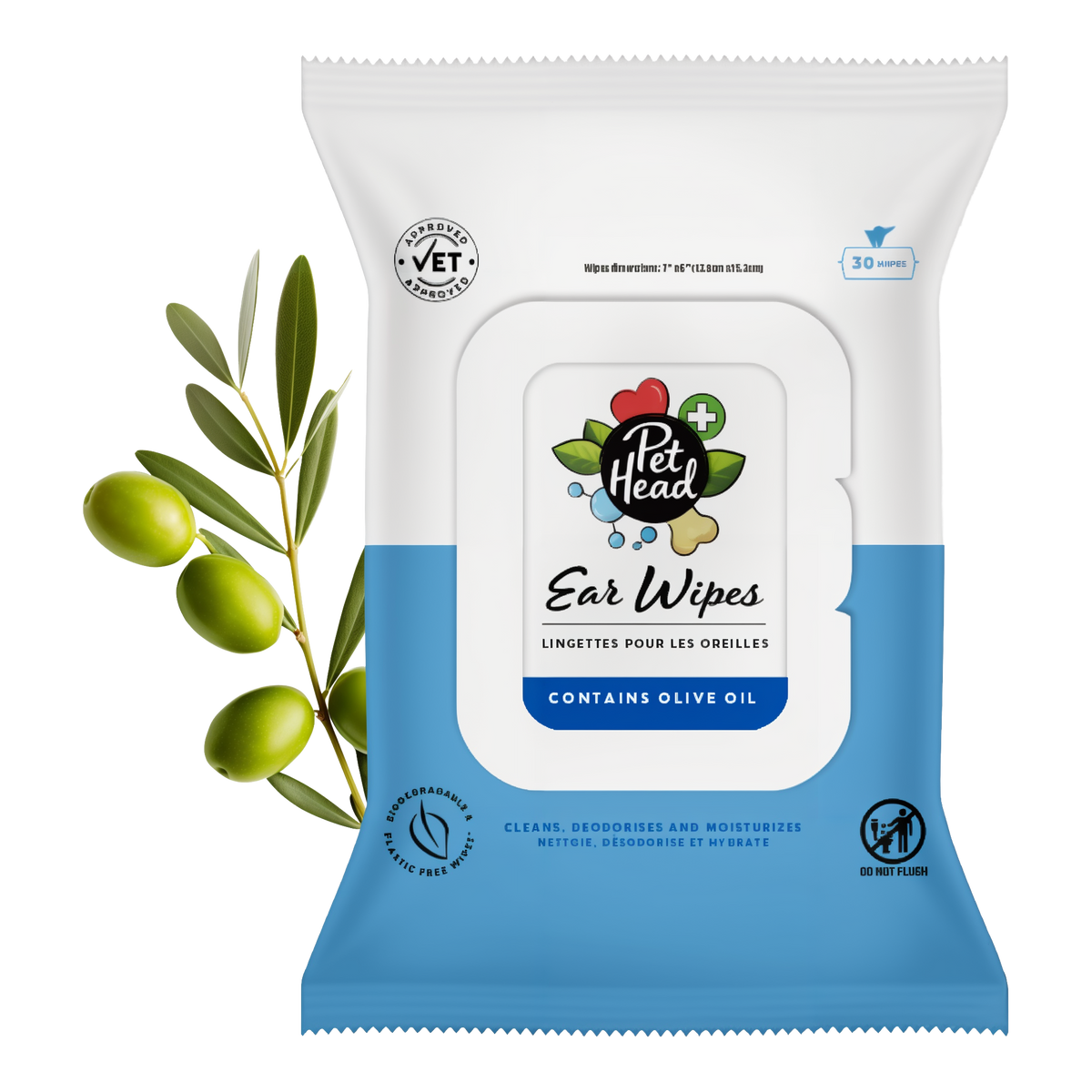 Pet Head Health Ear Wipes 30 ct -- product image