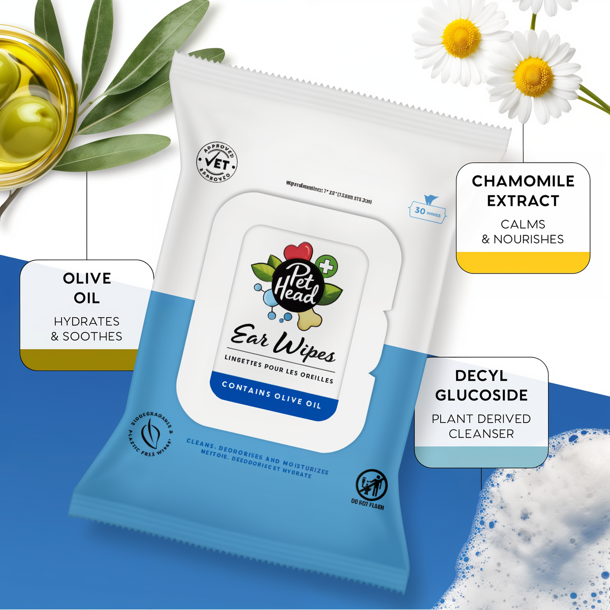 Pet Head Health Ear Wipes 30 ct -- other