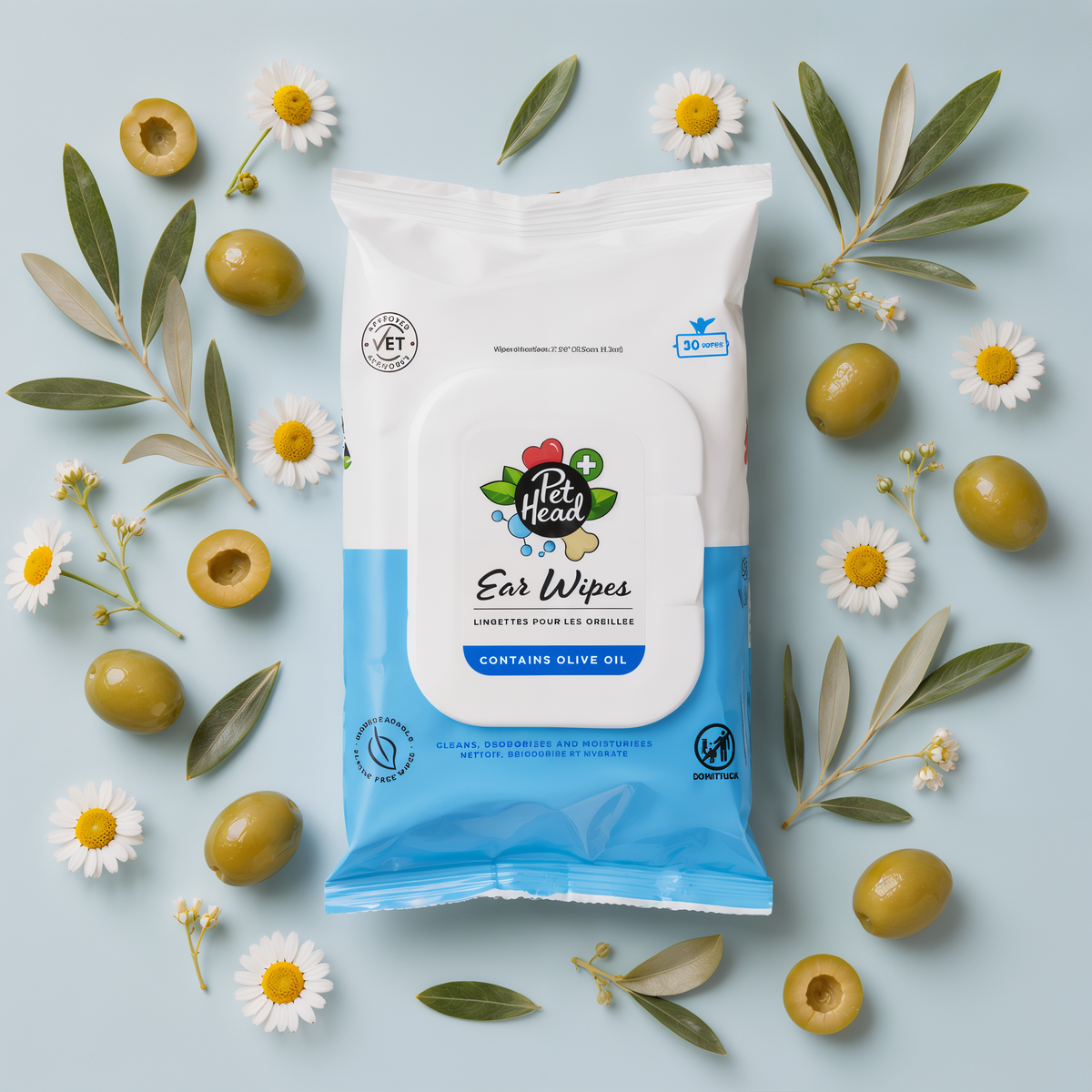 Pet Head Health Ear Wipes 30 ct -- lifestyle