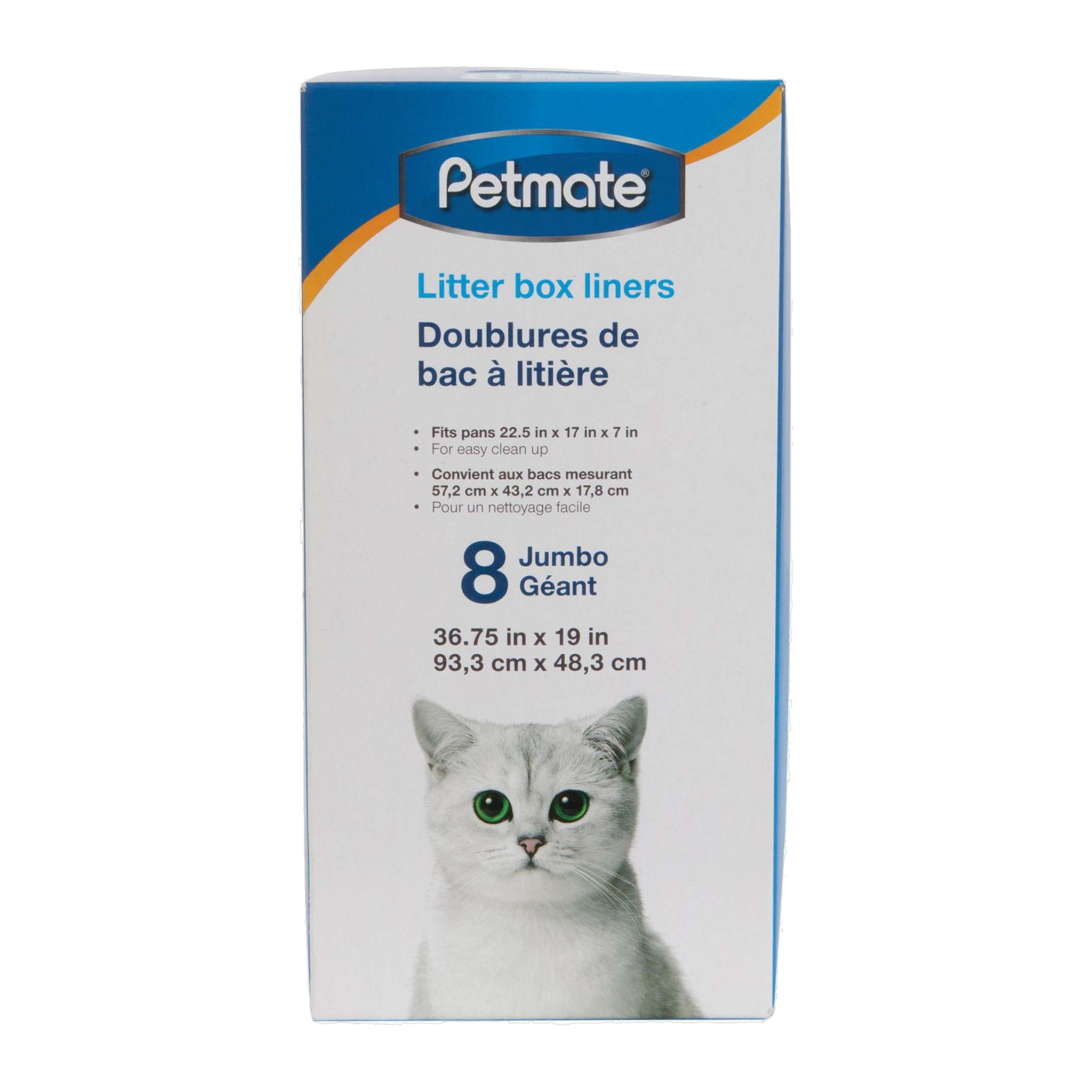 Petmate Litter Box Liners jumbo 8 count box, liners 36.75 x 19 inches, fits pans up to 22.5 x 17 x 7 inches