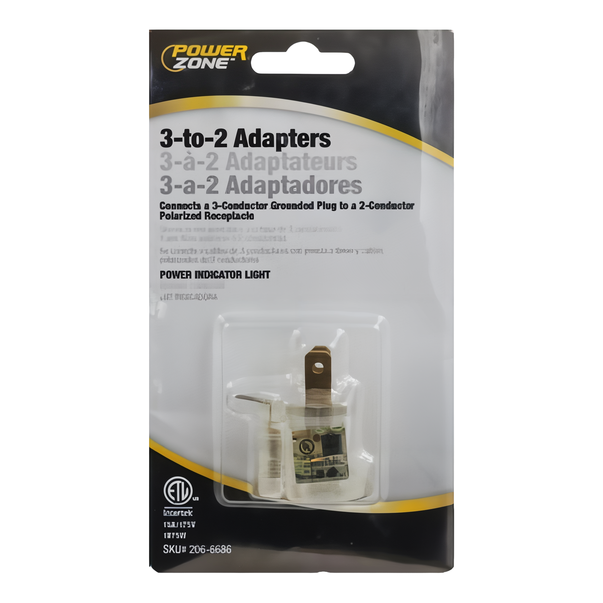Powerzone 3-to-2 Adapter Ground with Light