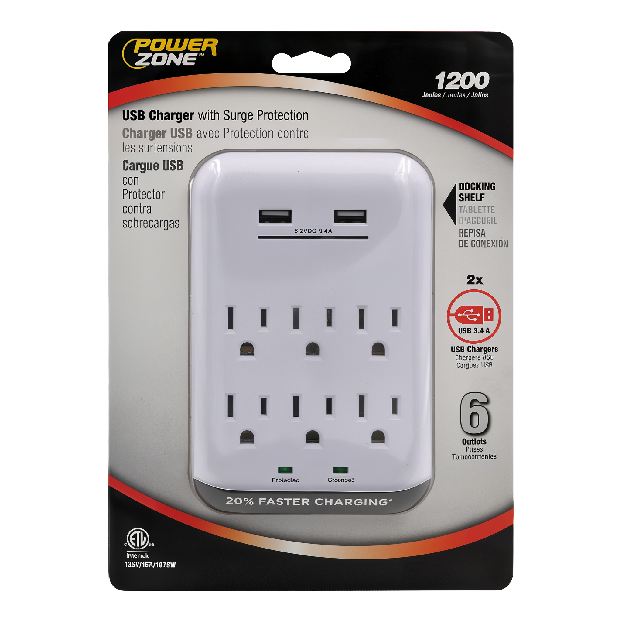 PowerZone USB Charger with Surge Protection