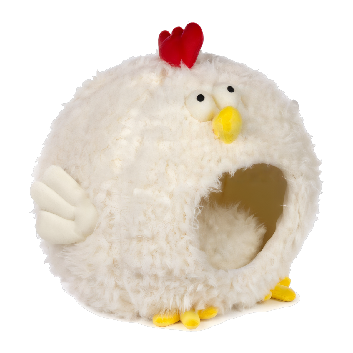 Prevue Comfy Chicken Hideaway plush white chicken shaped cat bed