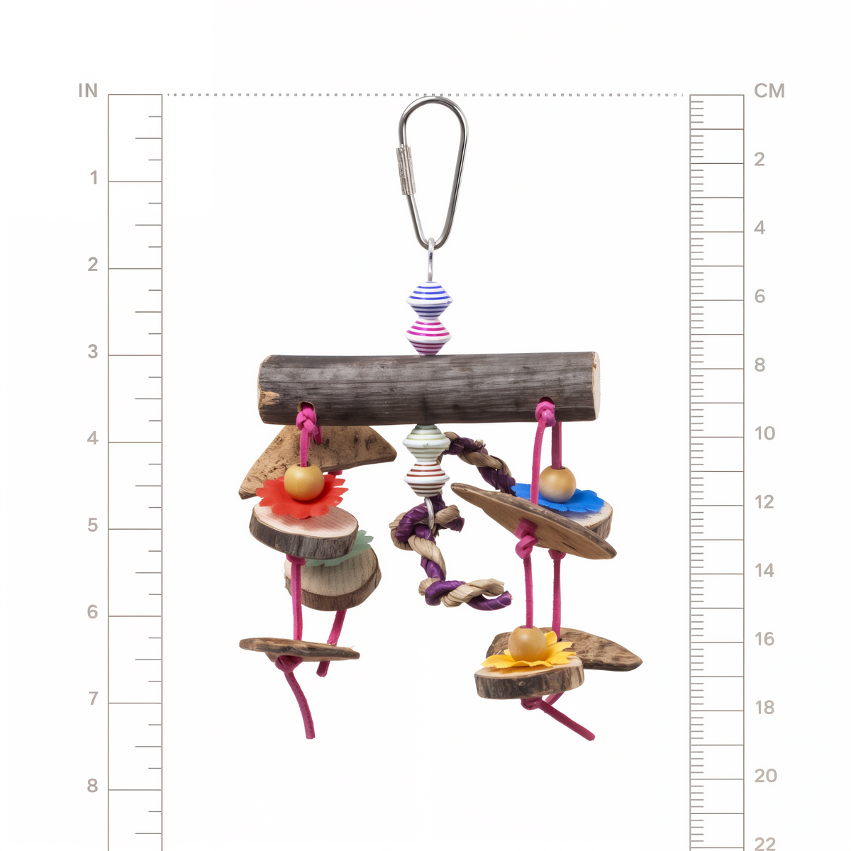 Wailua Falls mobile shown against inch and centimeter ruler