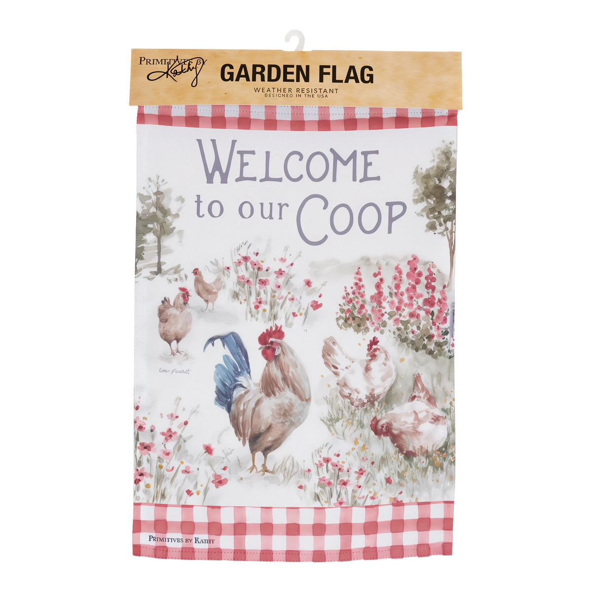 Primitives By Kathy Welcome To Our Coop Garden Flag -- packaging