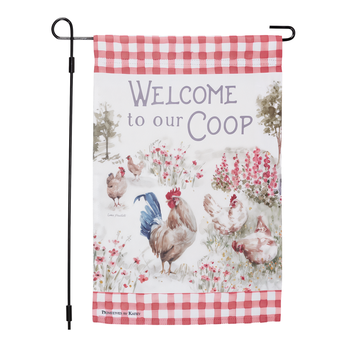 Primitives By Kathy Welcome To Our Coop Garden Flag -- product image