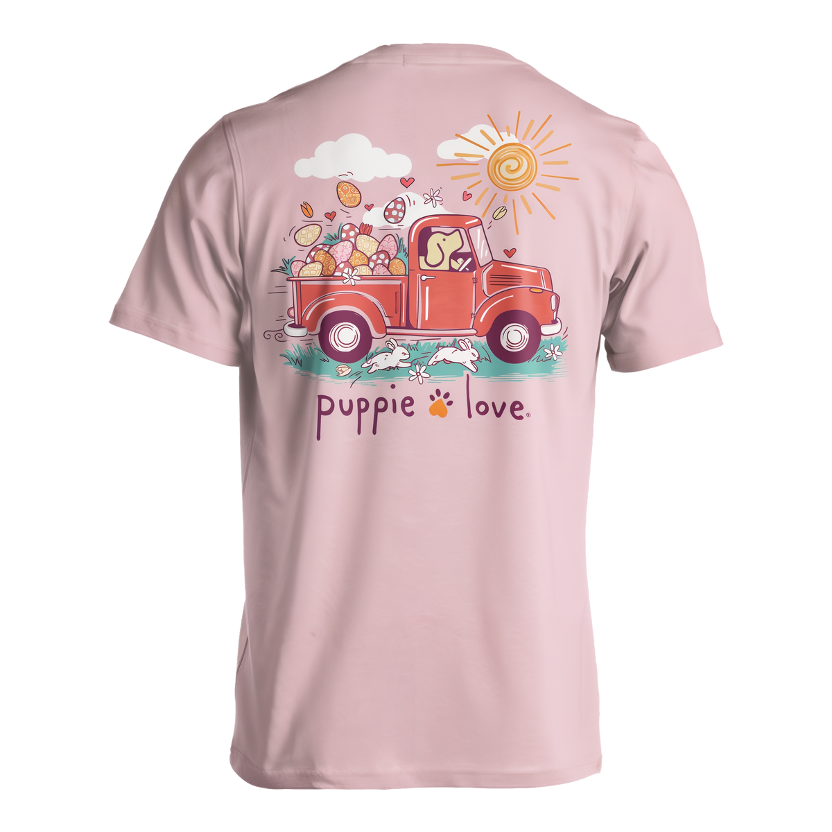 Puppie Love Easter Truck Pup Short Sleeve Tee -- product image