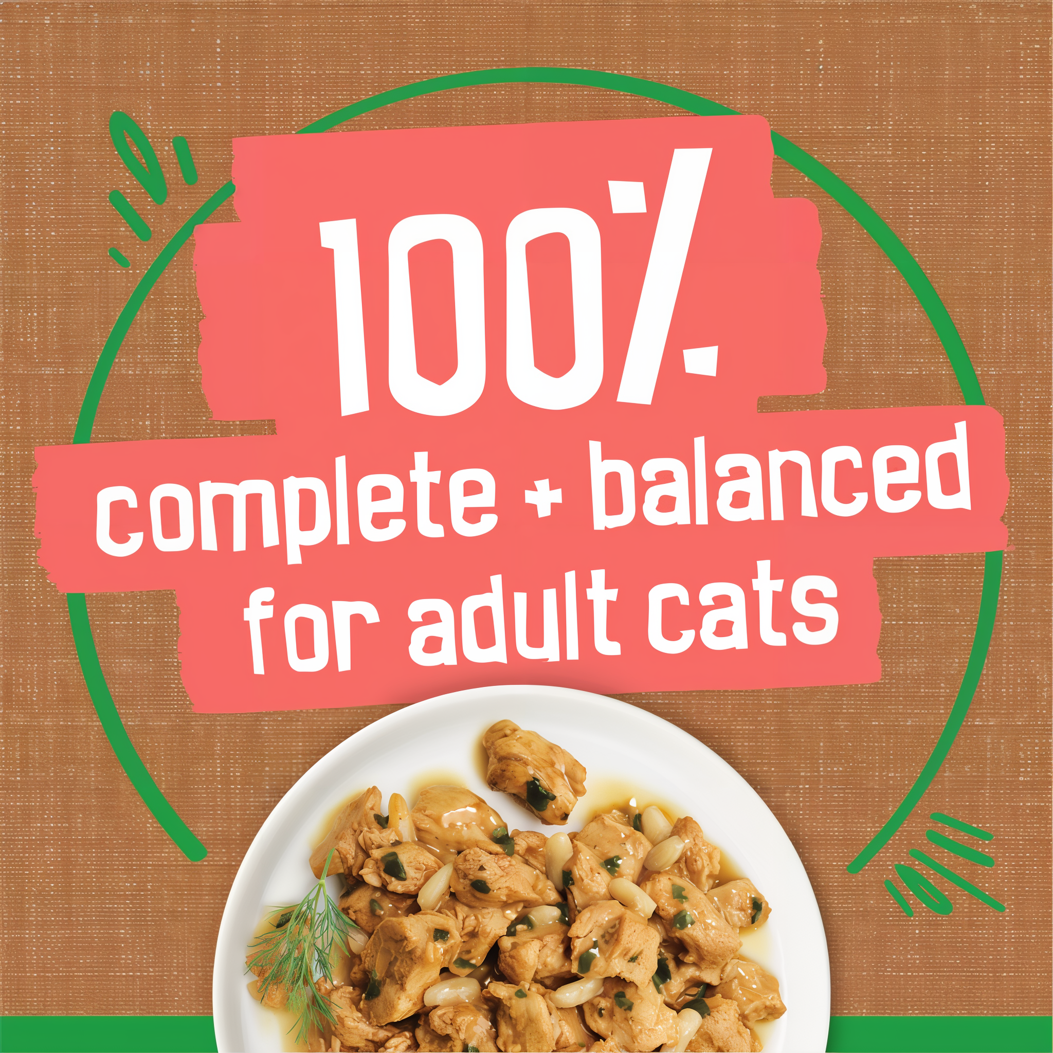 100 percent complete and balanced nutrition for adult cats
