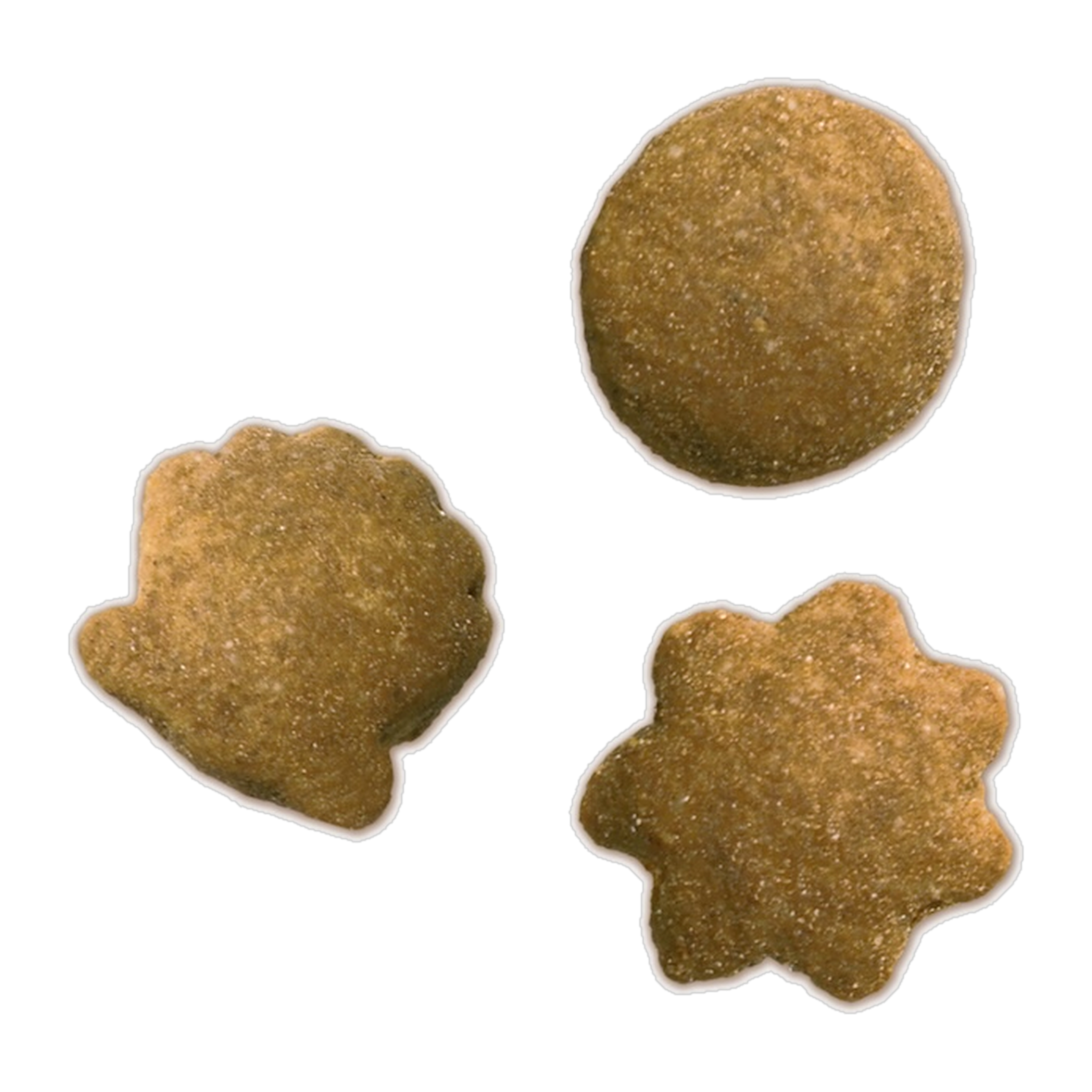Close-up of the shell, star and round Party Mix Natural Yums treat shapes