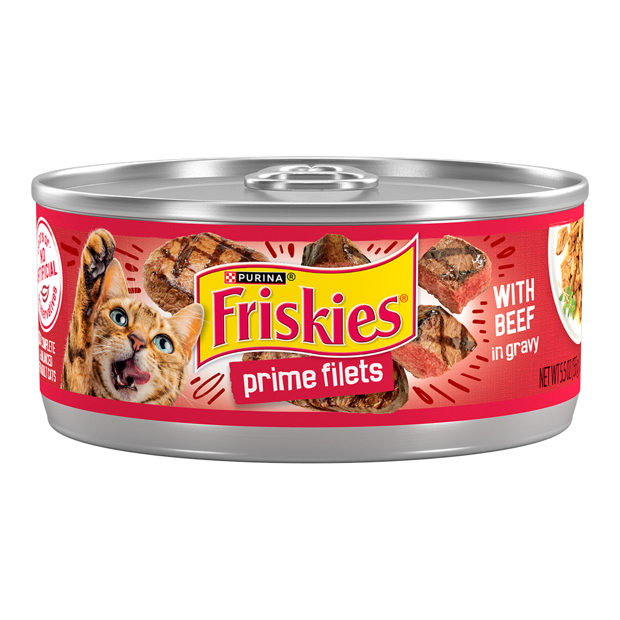 Purina Friskies Prime Filets With Beef in Gravy Wet Cat Food, 5.5 oz can