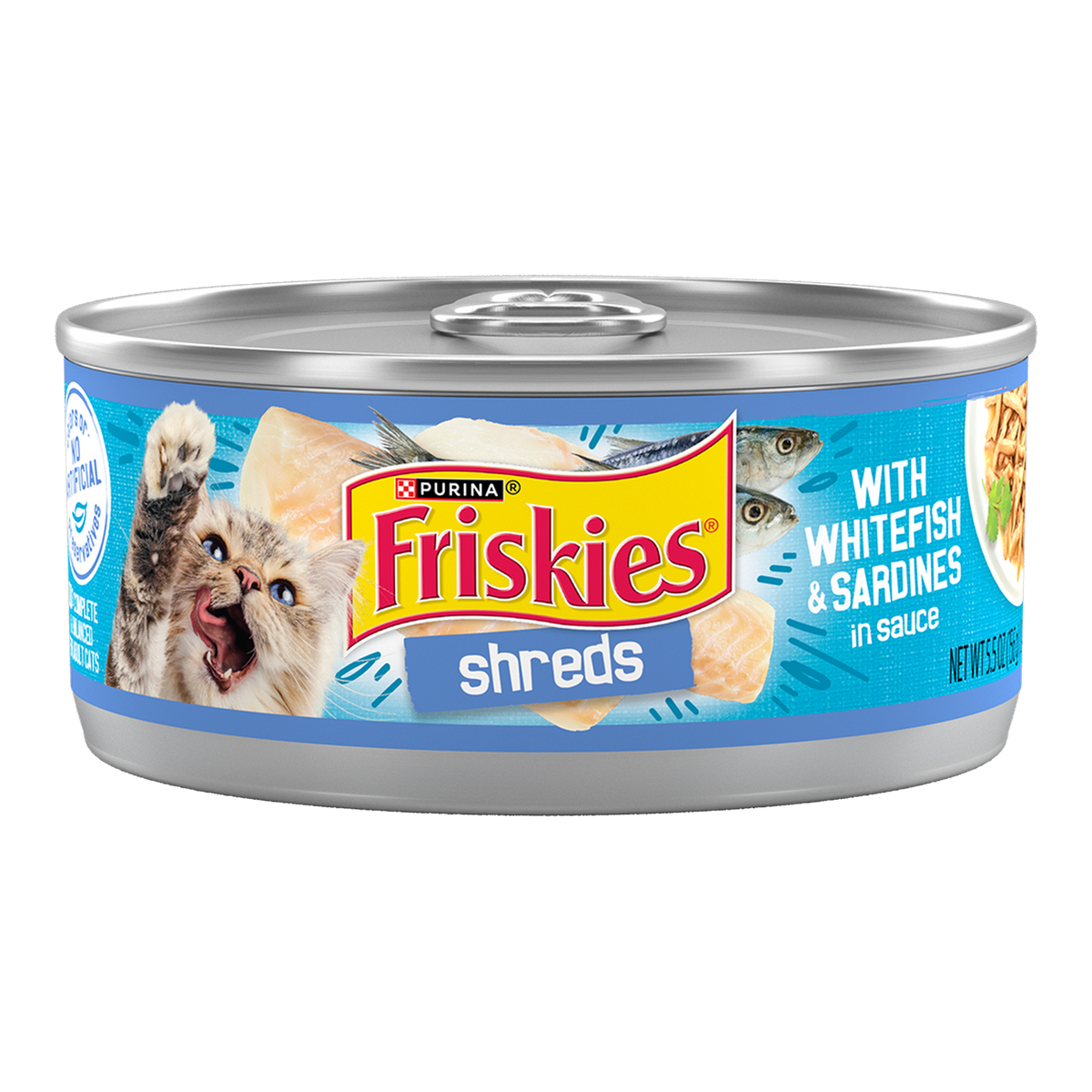 Purina Friskies Shreds With Whitefish & Sardines in Sauce Wet Cat Food, 5.5 oz can