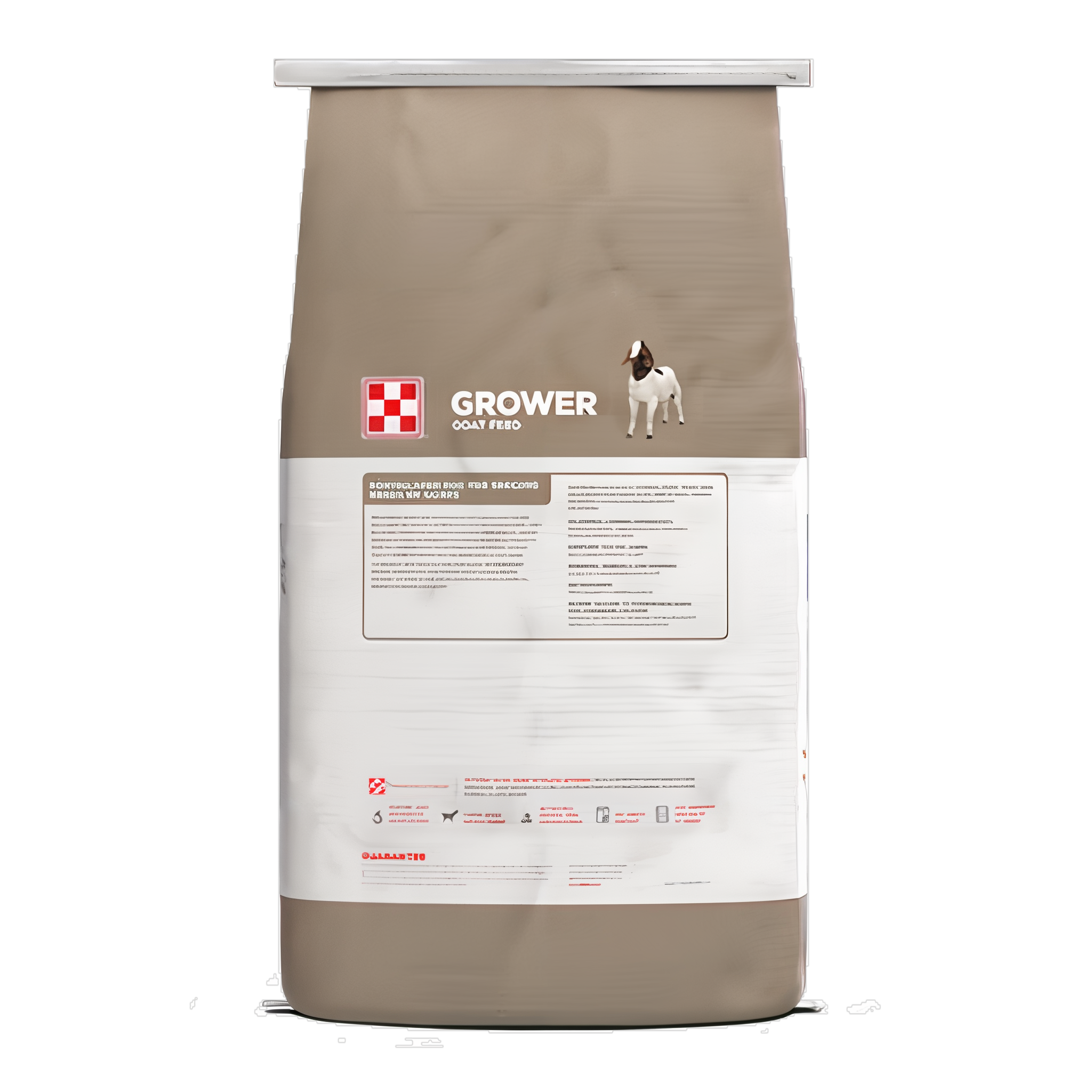 Back of the Purina Goat Grower 16 Plus Up bag
