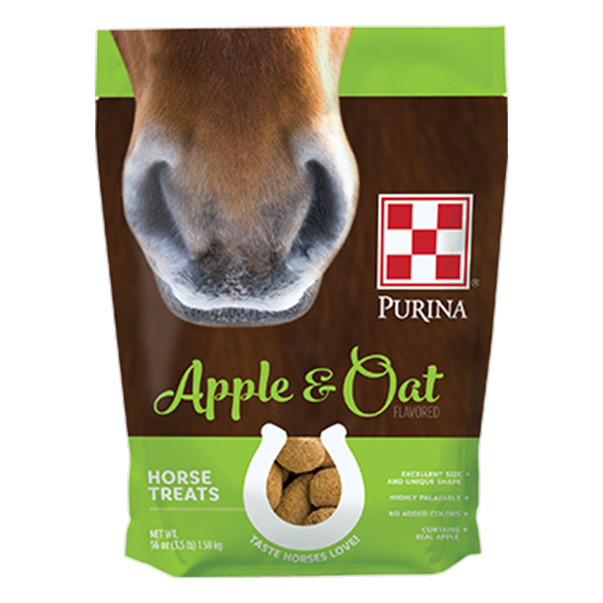 Purina Apple and Oat-Flavored Horse Treats 3.5 lb pouch, front of package