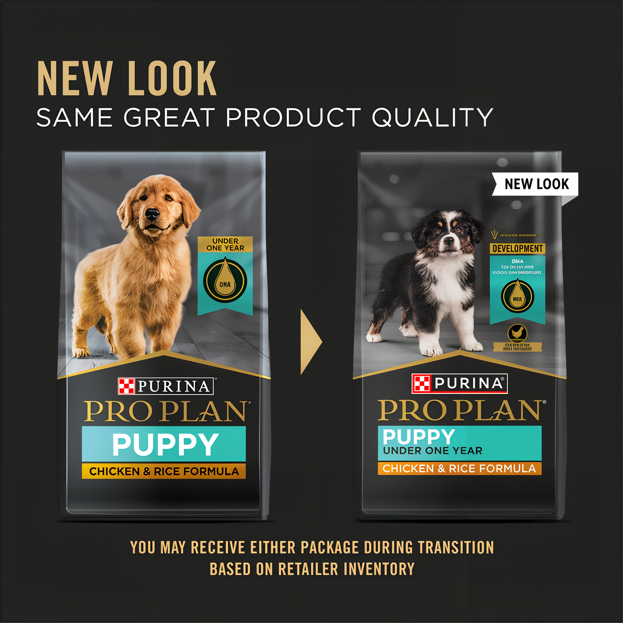 Purina Pro Plan Puppy new packaging same great quality announcement