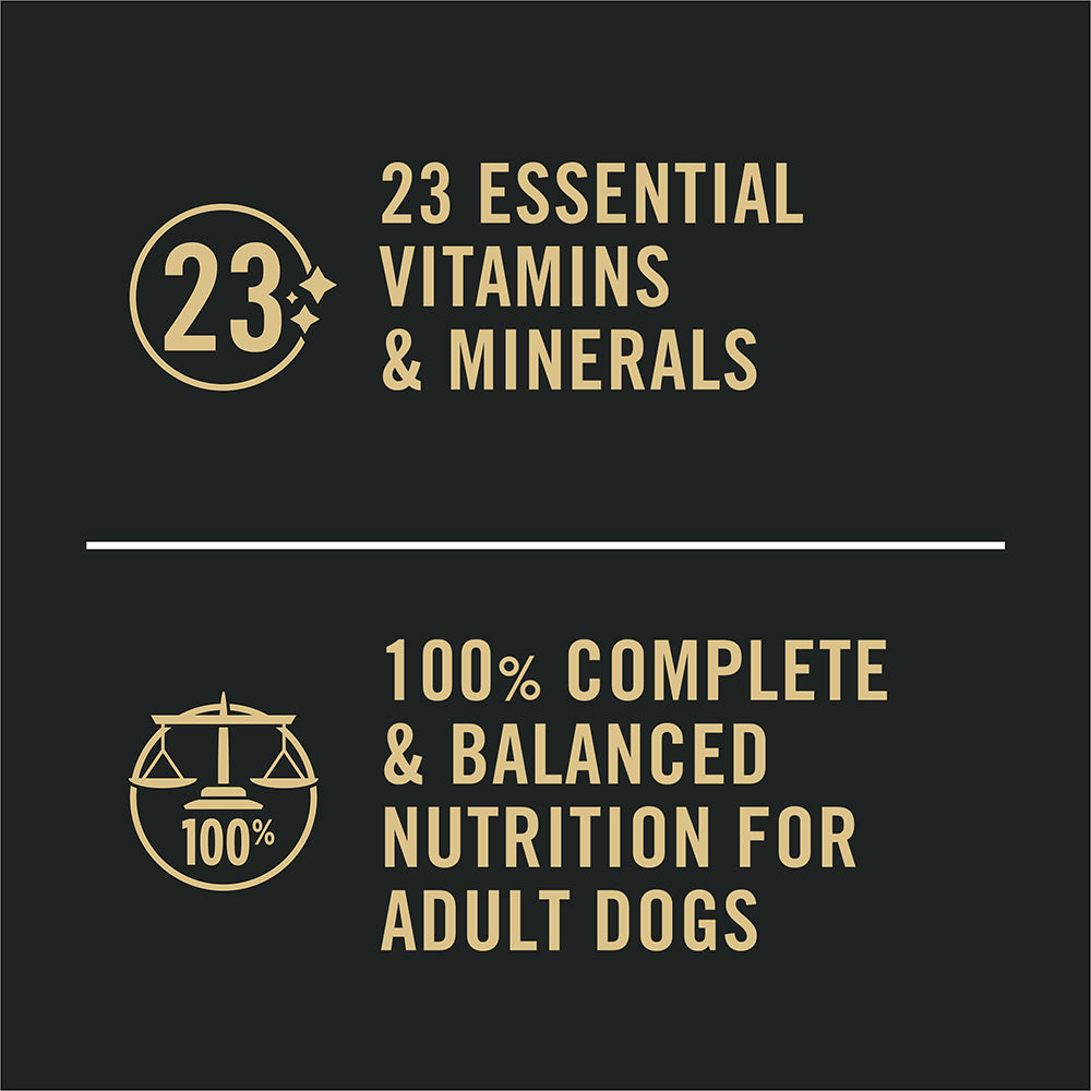 23 essential vitamins and minerals and complete balanced nutrition for adult dogs