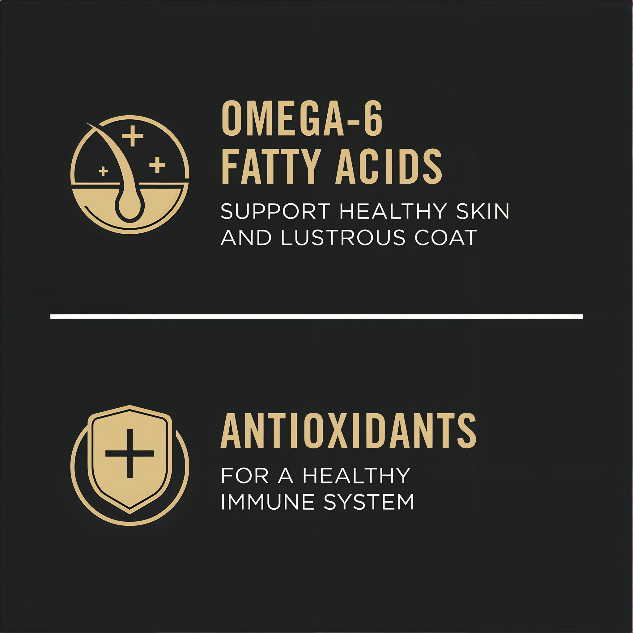 Package label panel highlighting omega-6 fatty acids and antioxidants