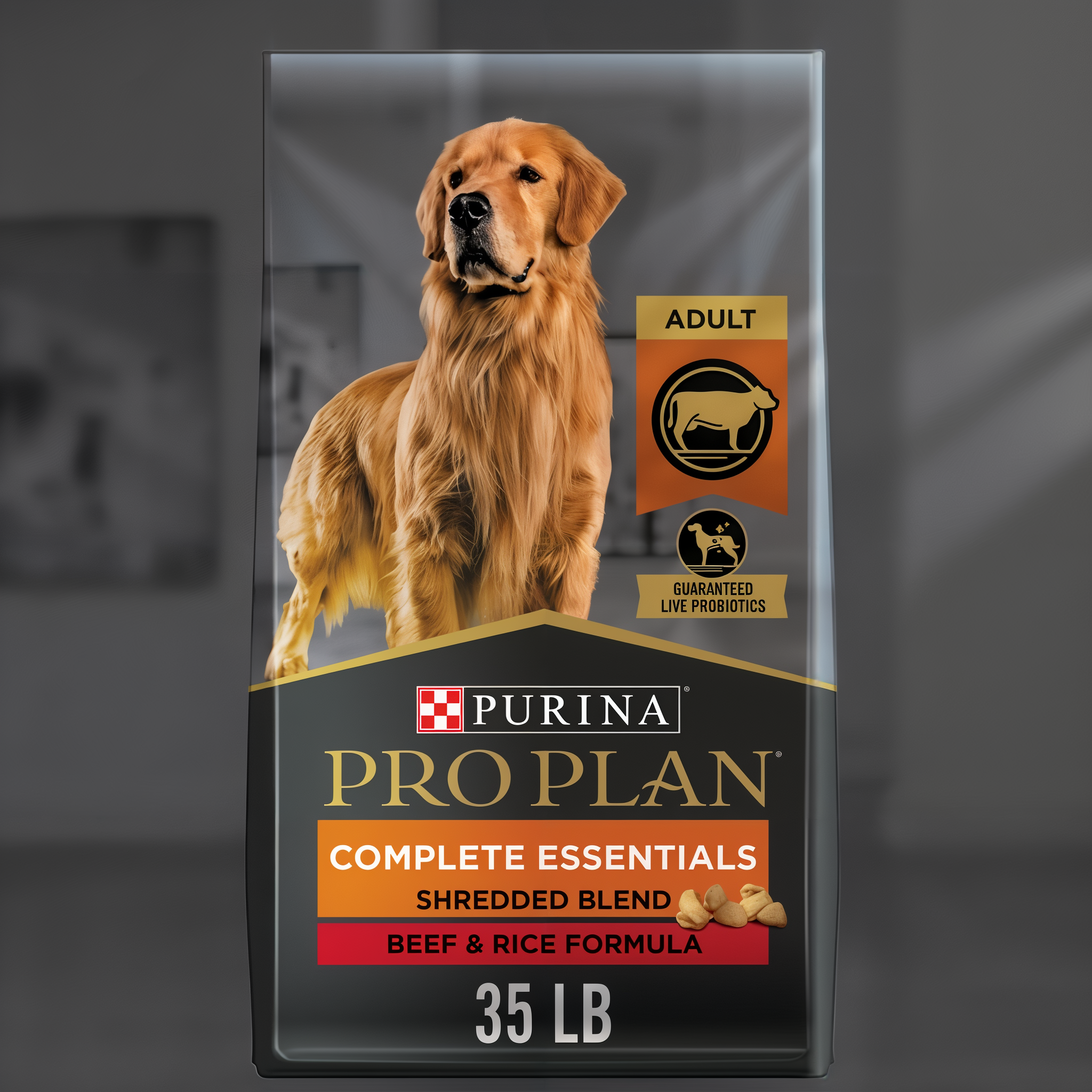 Purina Pro Plan Complete Essentials Dry Dog Food Shredded Blend for Adults Beef & Rice