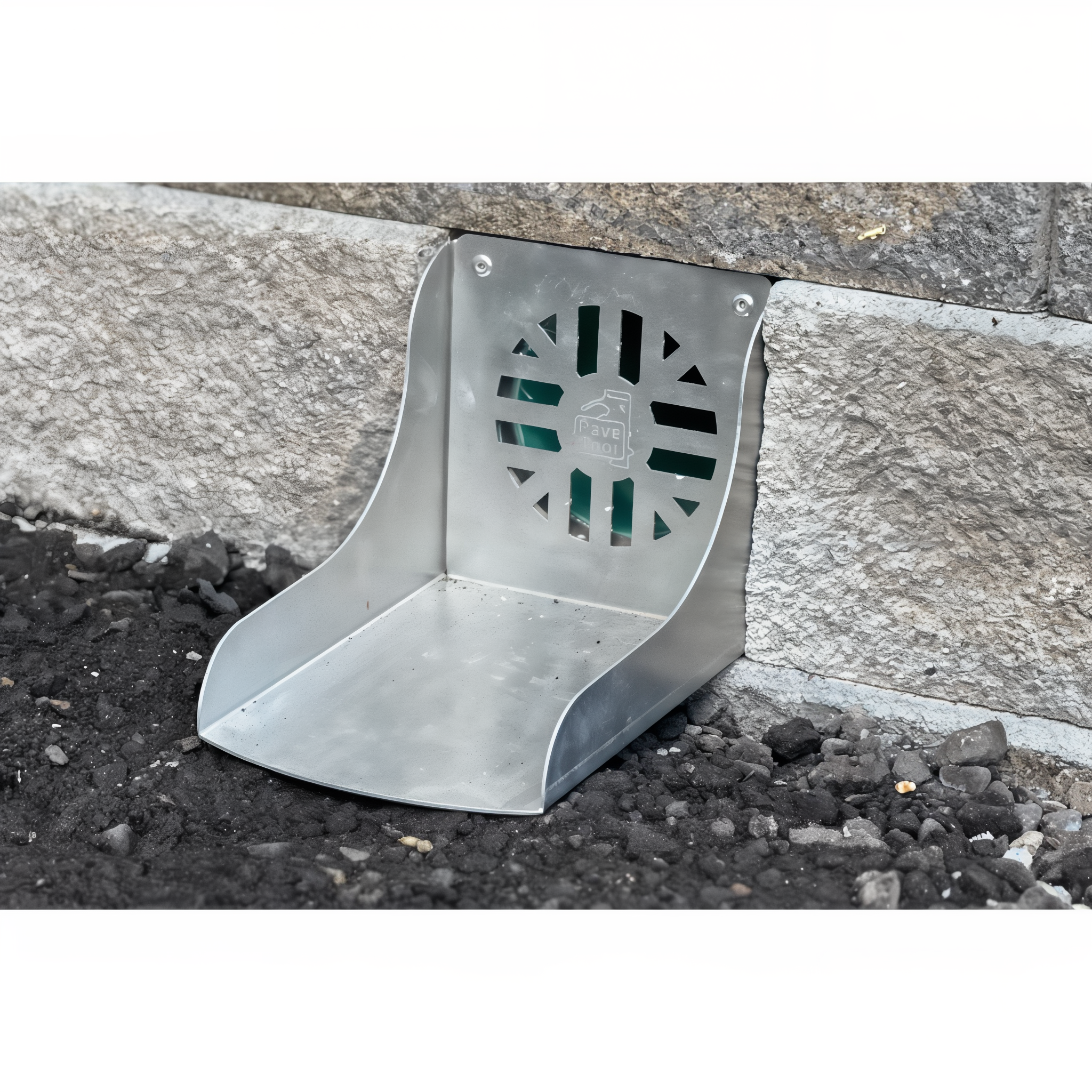 Pave Tool Quick-E-Retaining Wall Spillway, 16 gauge aluminum drainage outlet for segmental retaining walls