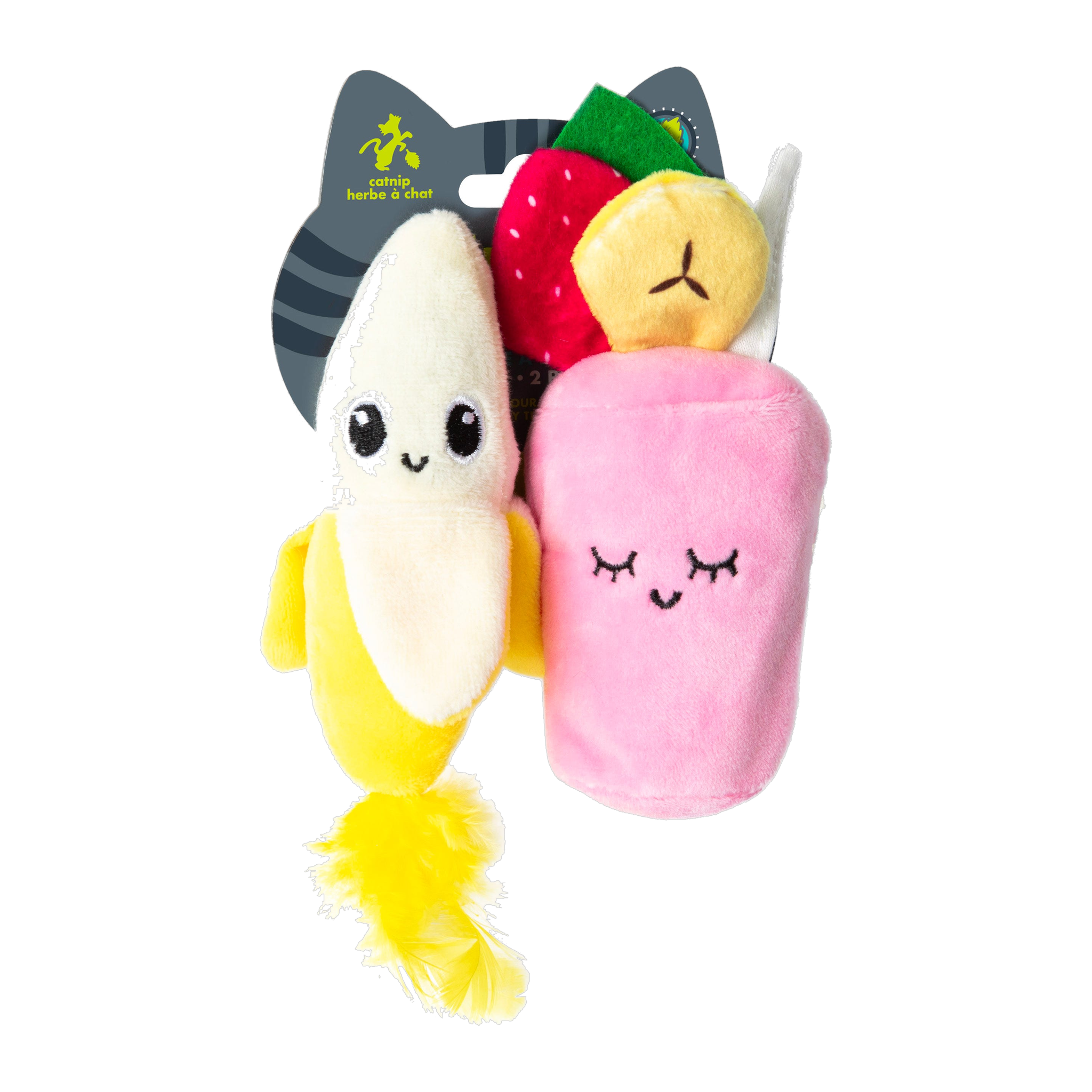 Quirky Kitty Banana Smoothie 2 Pack catnip cat toys retail packaging front view