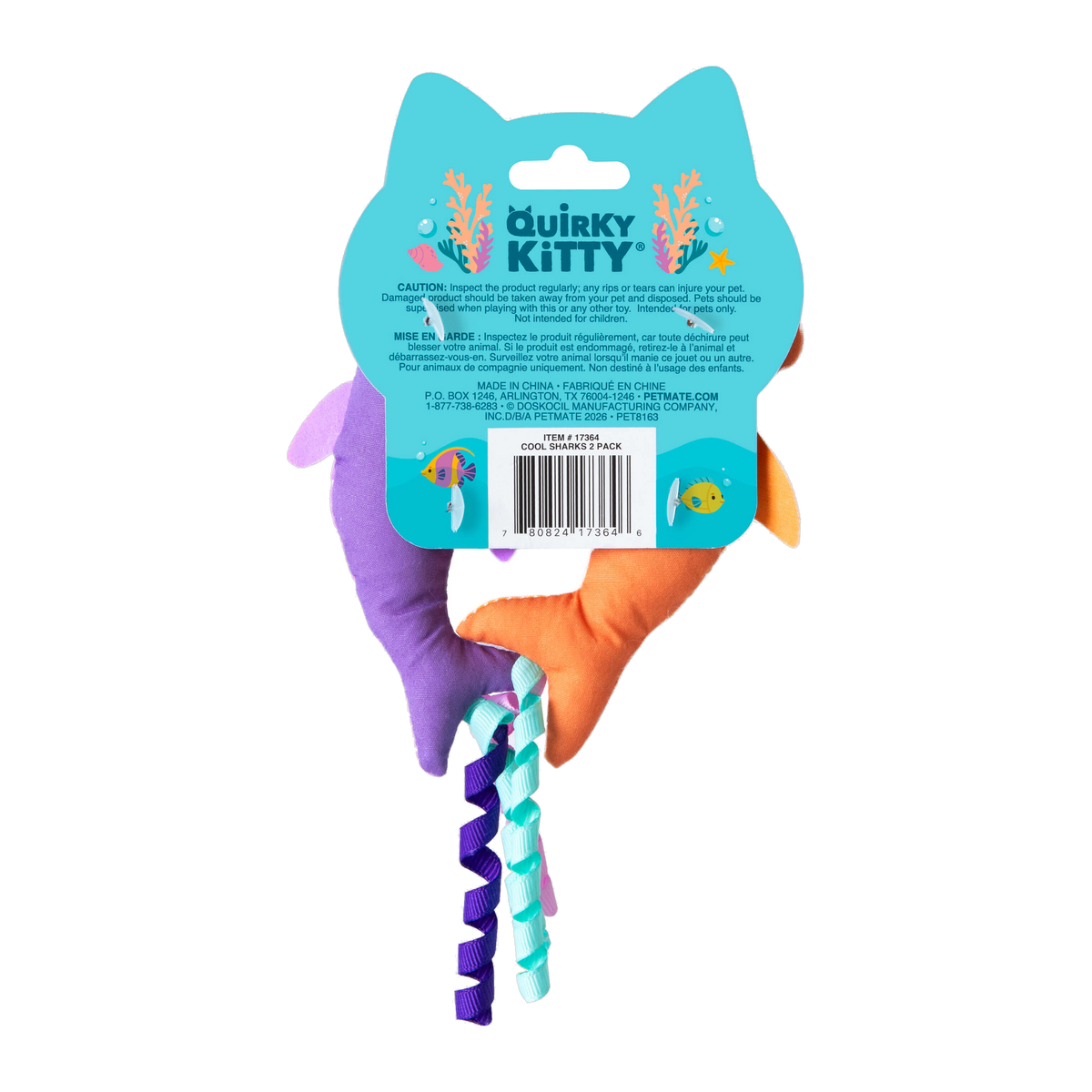 Quirky Kitty Color Changing Shark packaging back with product details and caution information