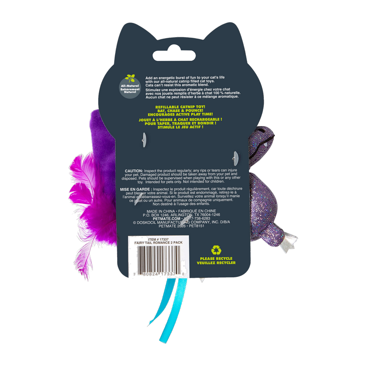 Quirky Kitty Fairy Tail Romance packaging back with product details and catnip information