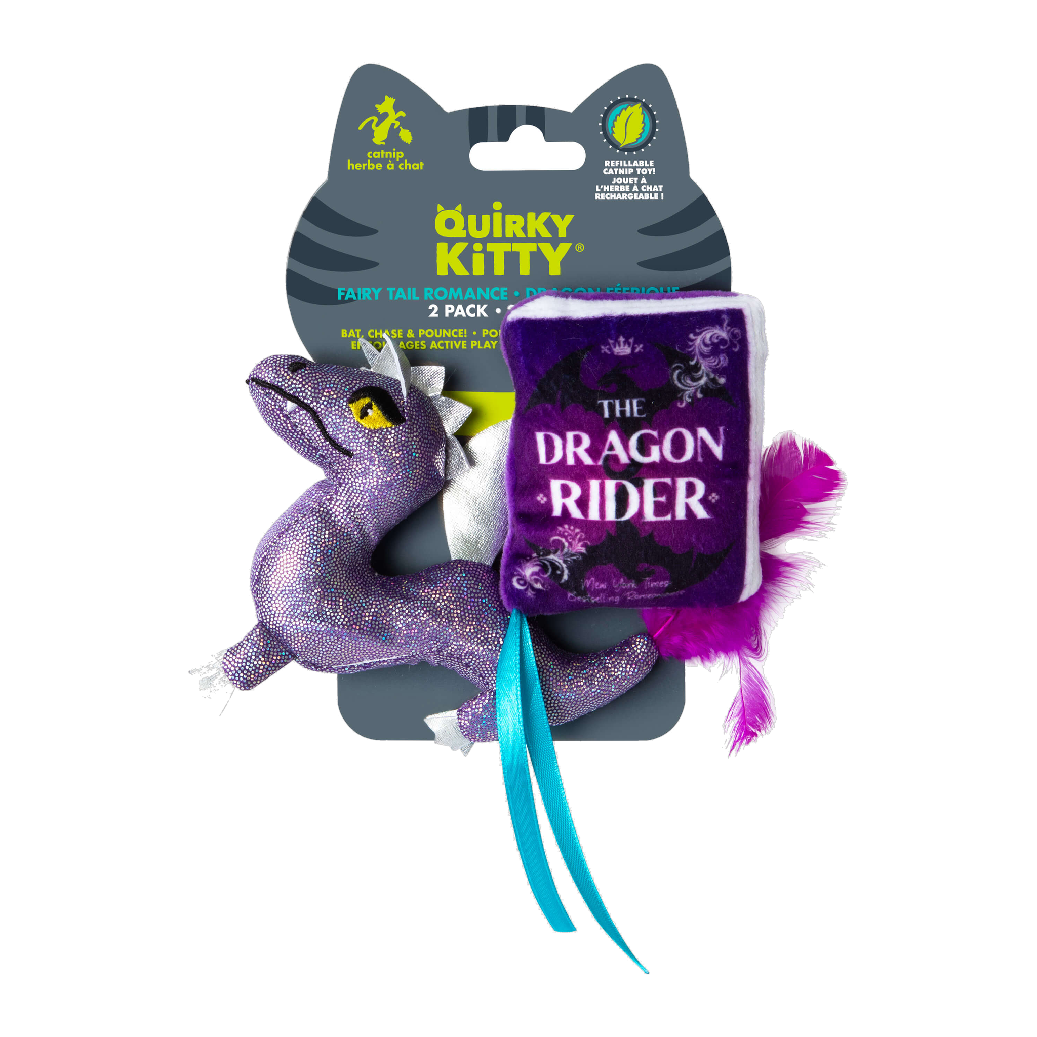 Quirky Kitty Fairy Tail Romance 2 pack catnip cat toys retail packaging front view