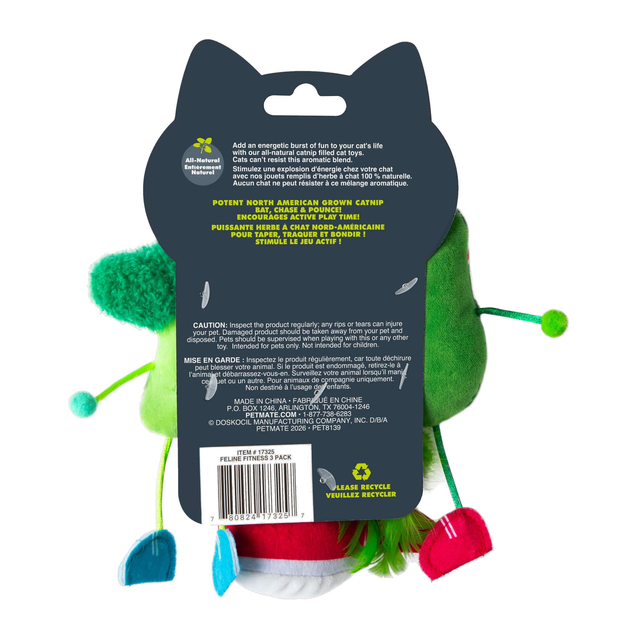 Quirky Kitty Feline Fitness packaging back with product details and catnip information