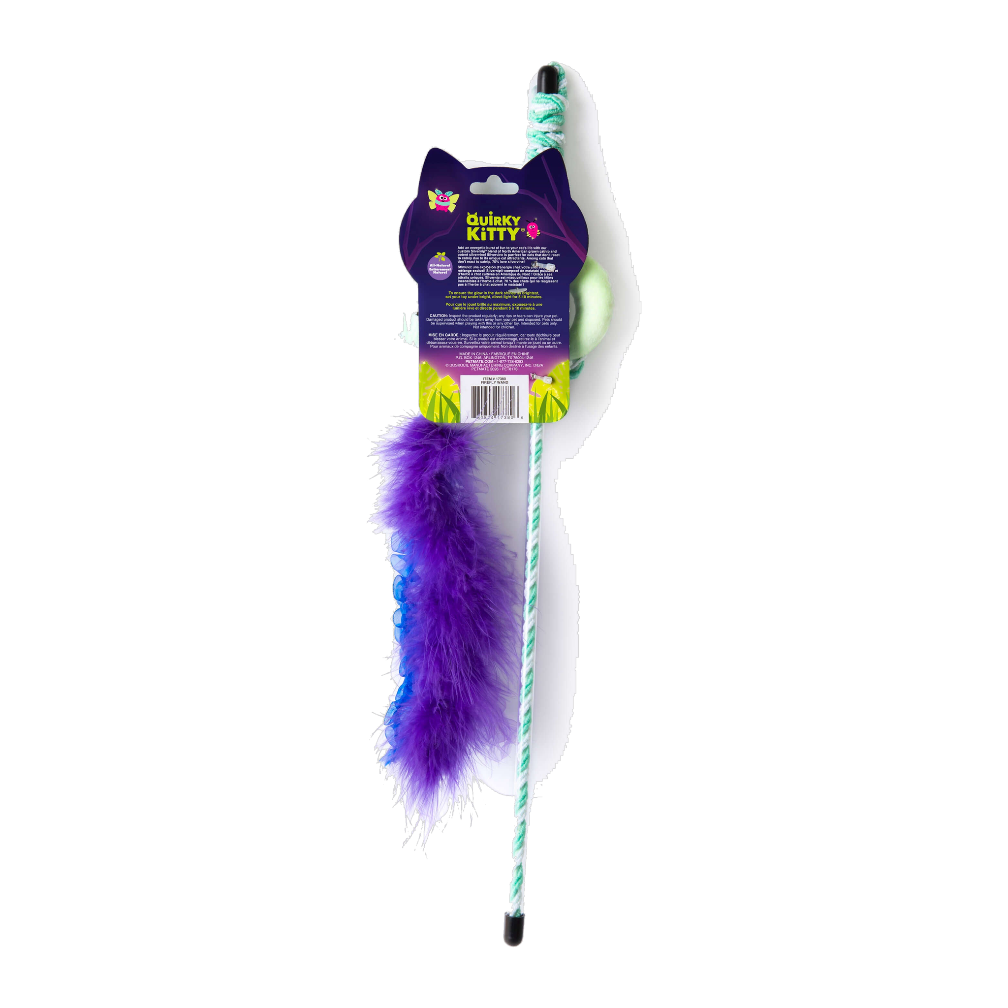 Quirky Kitty Firefly Wand packaging back with product details